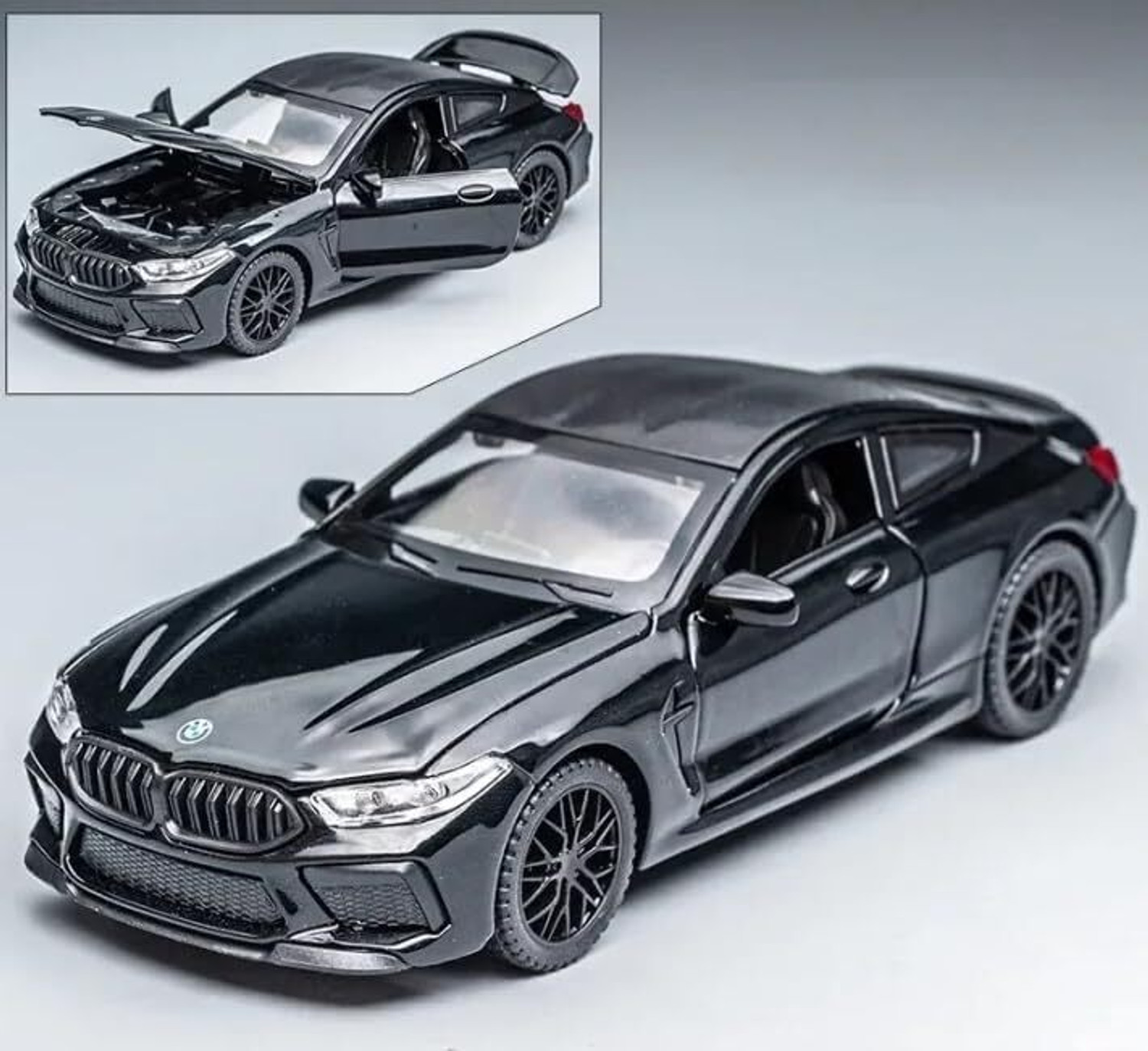 Image of Ragiluxe Kids Toy Car 1:32 BMW M8 Alloy Die-Cast Car Sound, Light, Pull Back Action