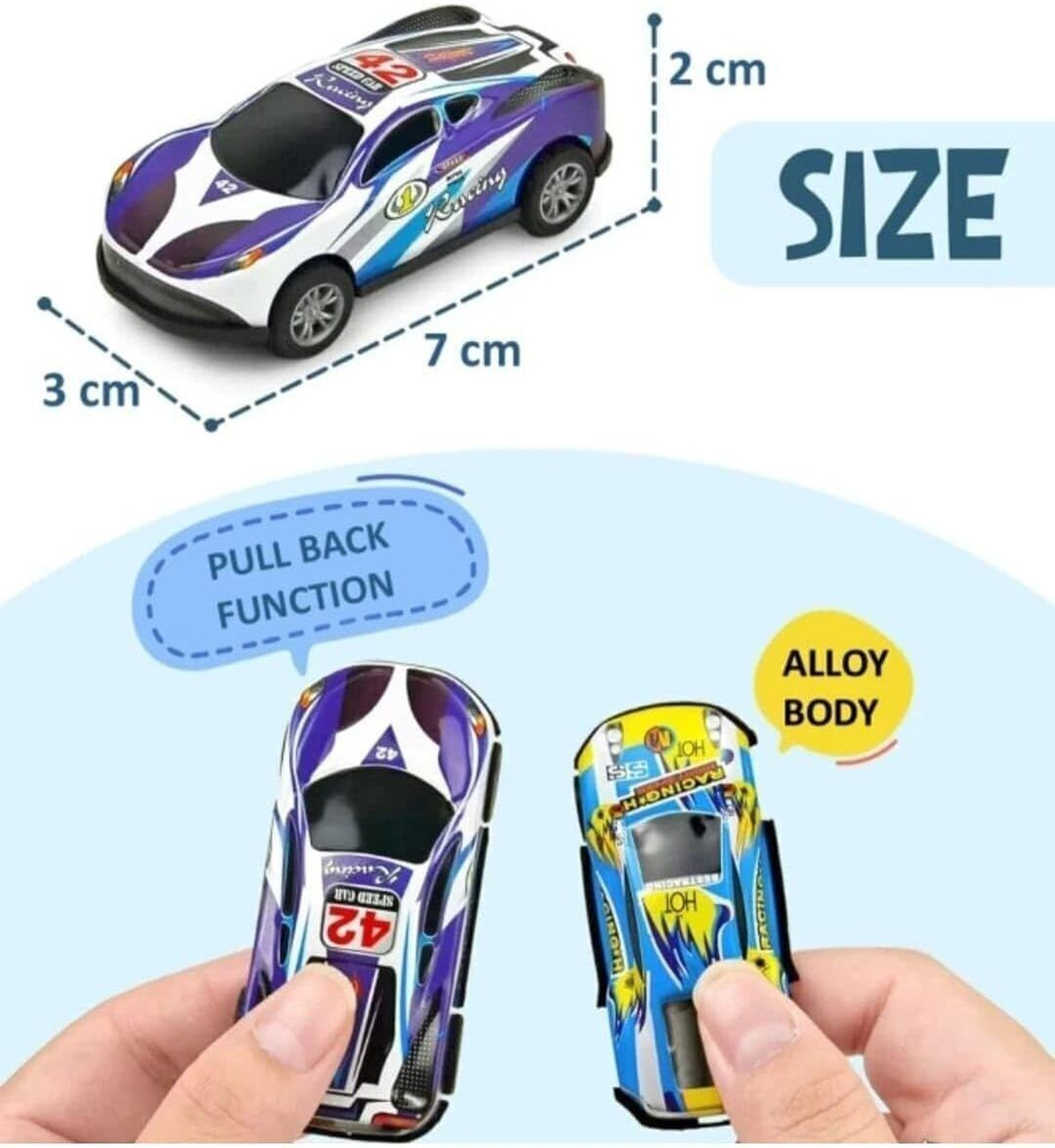 Image of ZUNBELLA Unbreakable Alloy Metal Pull Back Mini Die Cast Race Car Set For Kids