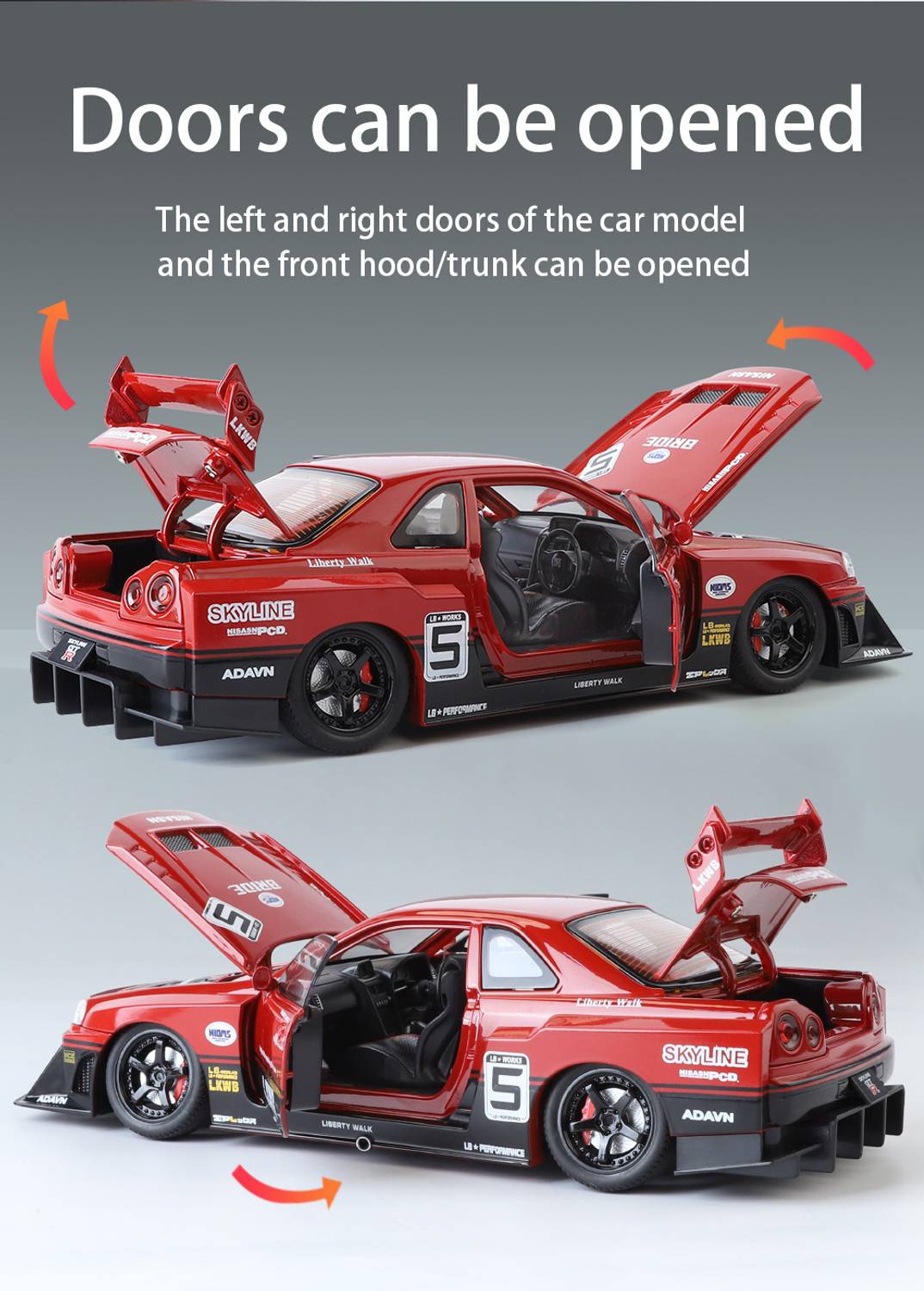 Just craft 1/24 Nissan GTR R34 Skyline LBWK Diecast Metal Racing