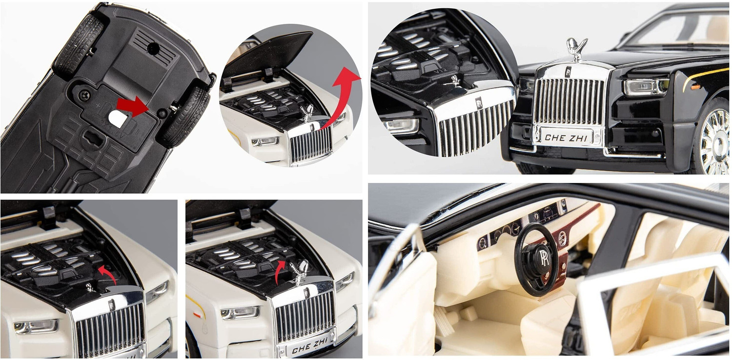 Image of Galactic 1: 32 Scale Wheels Diecast Cars Rolls-Royce Phantom Metal model Pull Back Alloy Toys with Light and Sound Collection for Gift (Multi color)