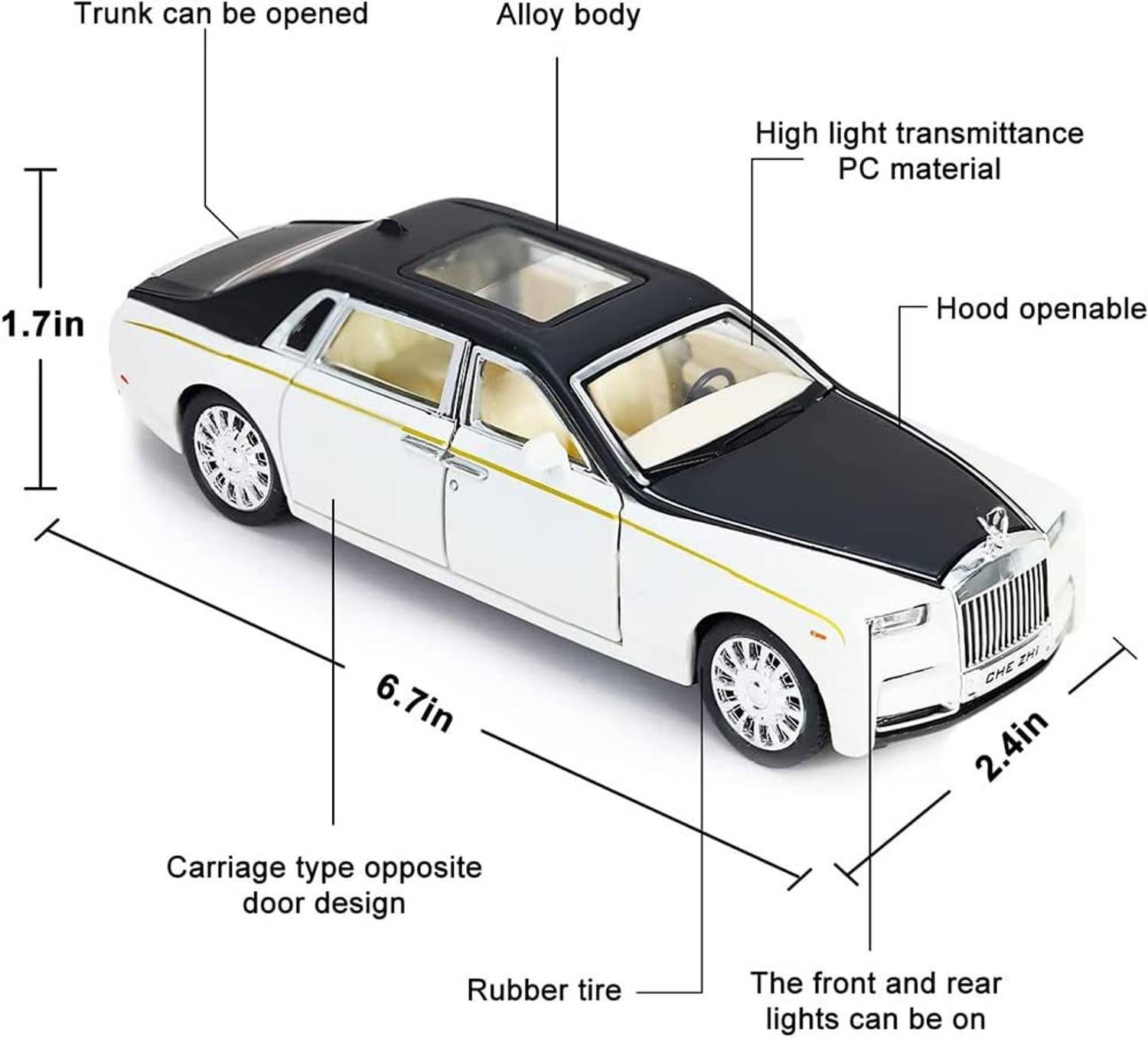 Rolls Royce Car Diecast Zinc Alloy Model | Toy Car 1:32 Scale Realistic Detailed - Image 5