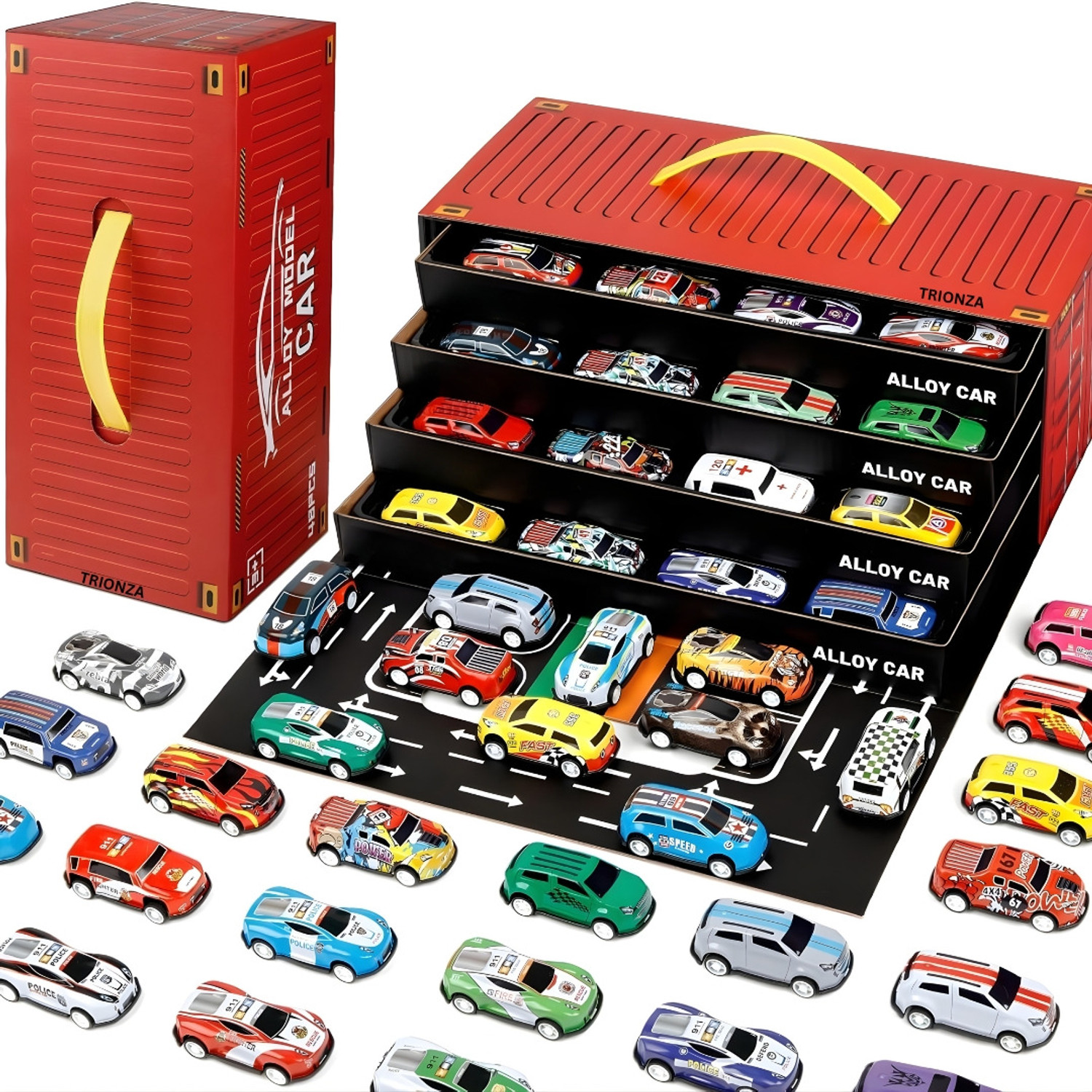 Image of TRIONZA Toy 48 pcs car Play Set for Kids Boys&Girls-100