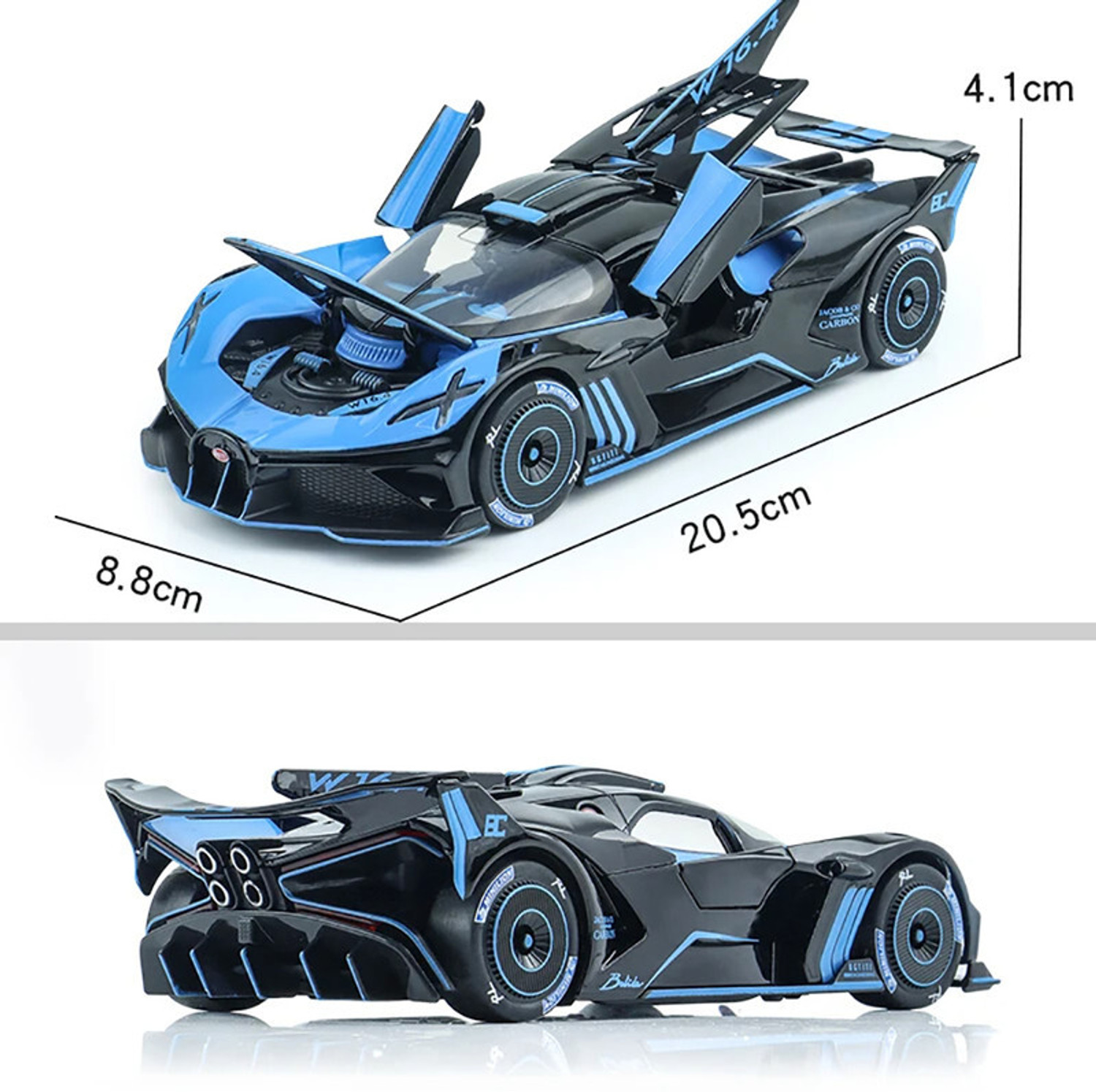 Image of DEUSON ECOM 124 Diecast Car Bugatti Bolide Metal Lights Music Pull Back Car Toy for Kids Boy
