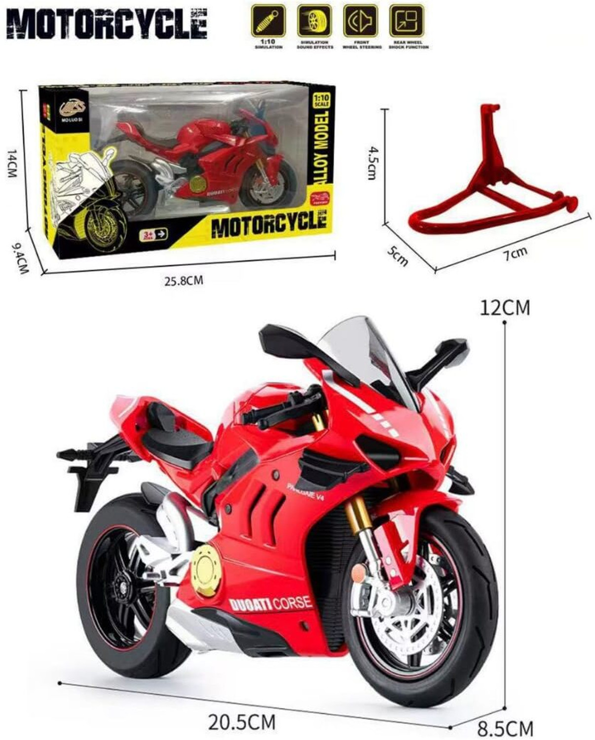 Image of ZHASK Rare 1:10 Ducati Panigle S4 Motorcycle Model and Toy for Collectors