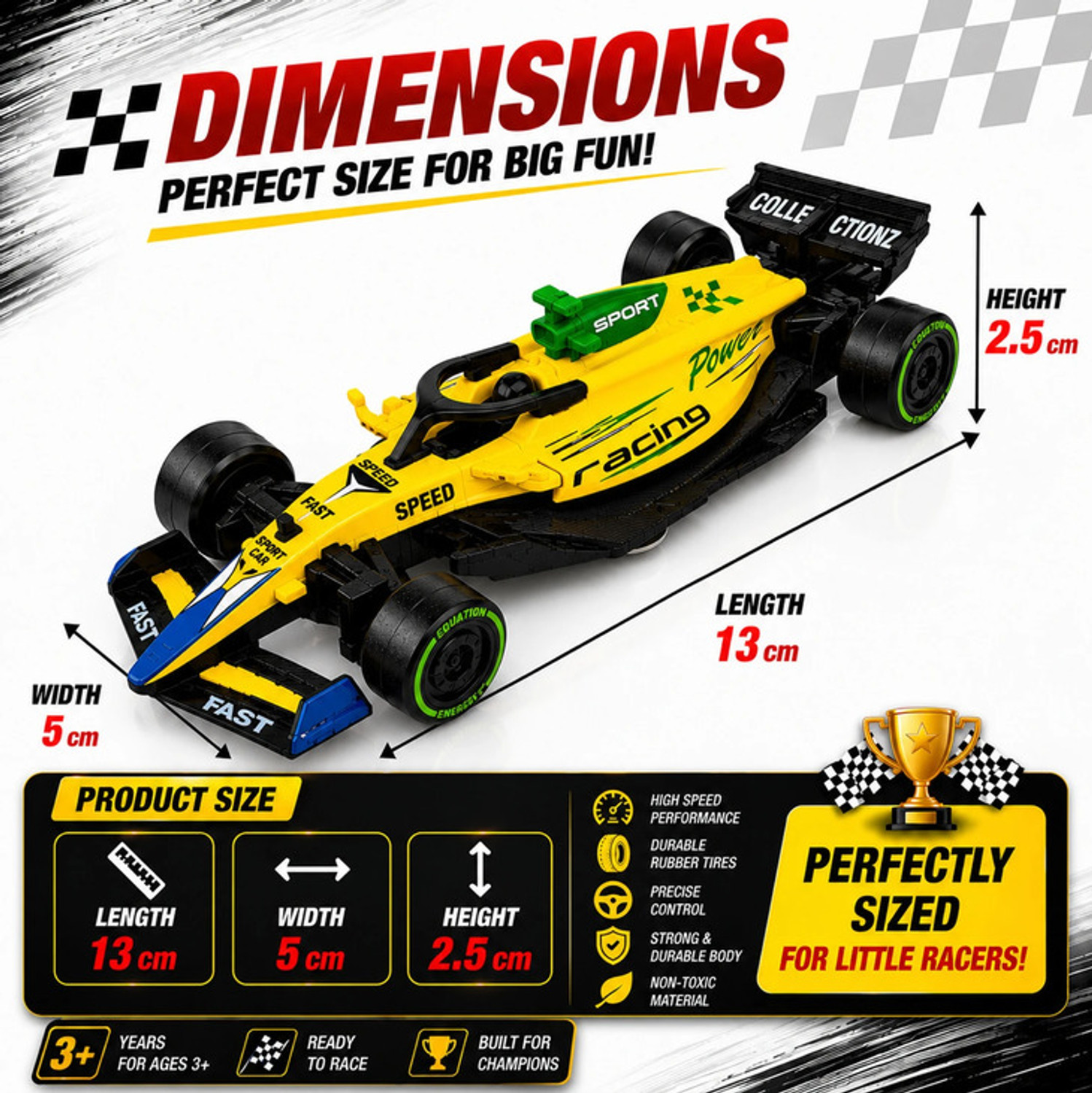 Image of GKNEX Formula One Metal Racing Toy Car for Kids and Hobby Collectors
