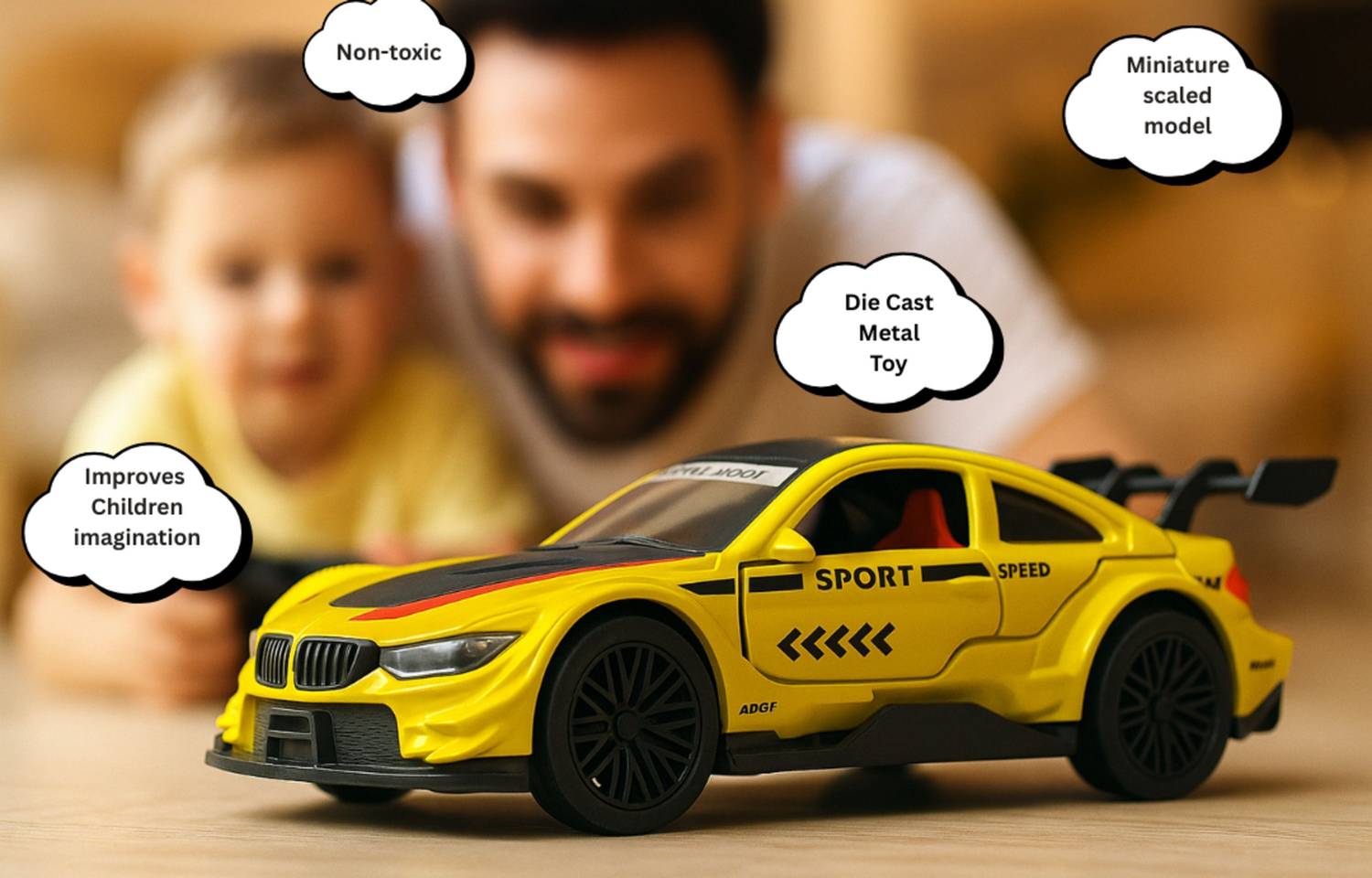 B2TOYS 1:32 Die-Cast Metal Sport BMW Style Car Toy for Kids (Open
