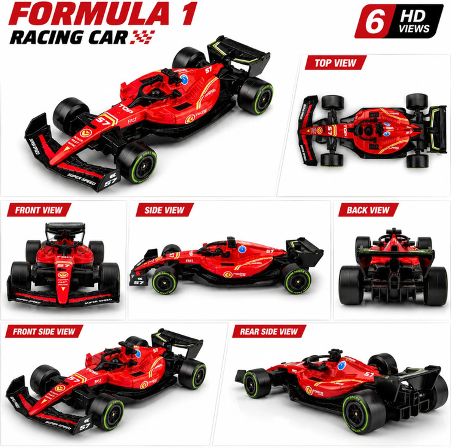Image of GKNEX Formula One Metal Racing Toy Car for Kids and Hobby Collectors