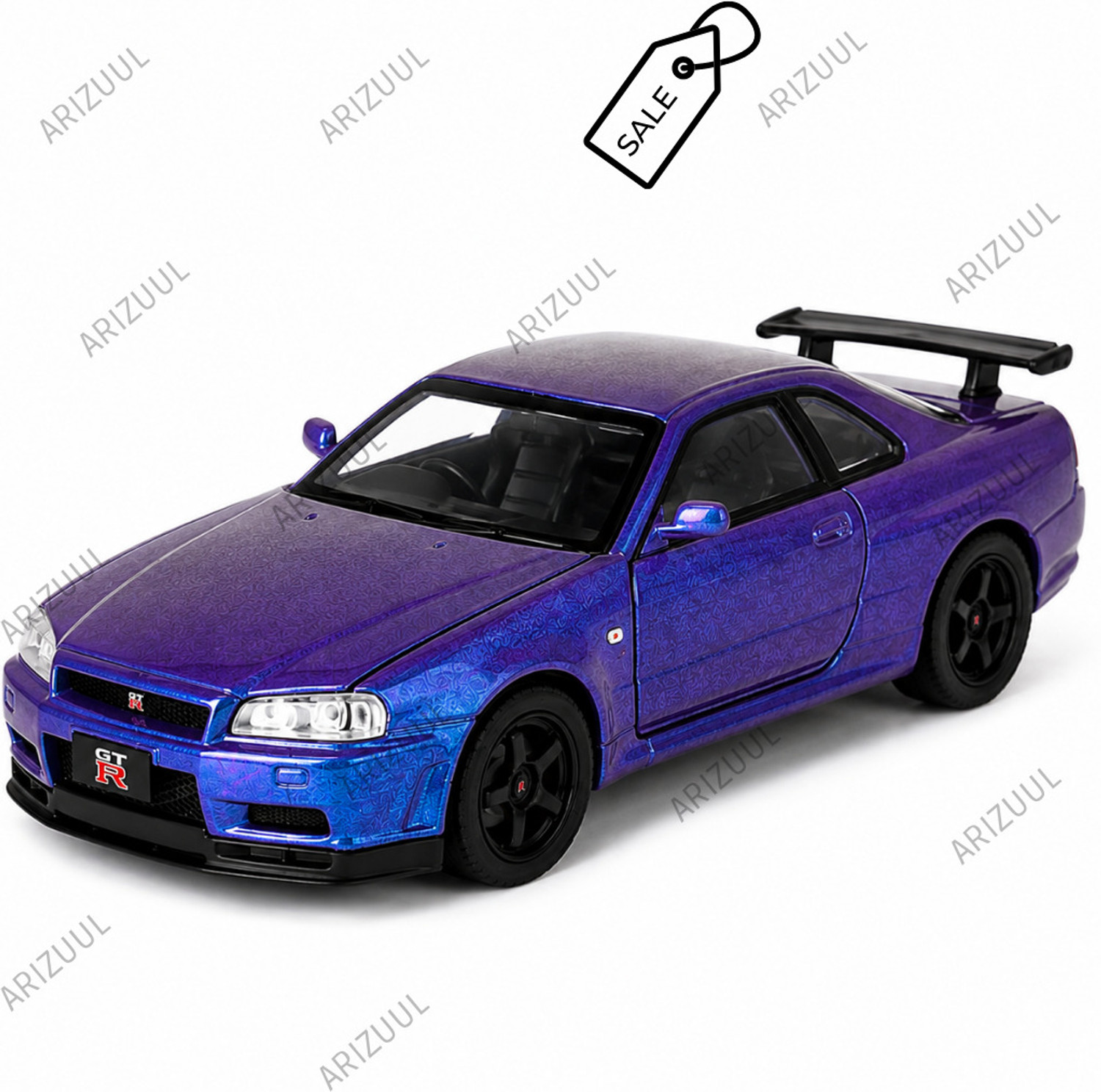 Image of Arizuul 1:32 Diecast Openable Doors Car Toy Nissan GTR R34