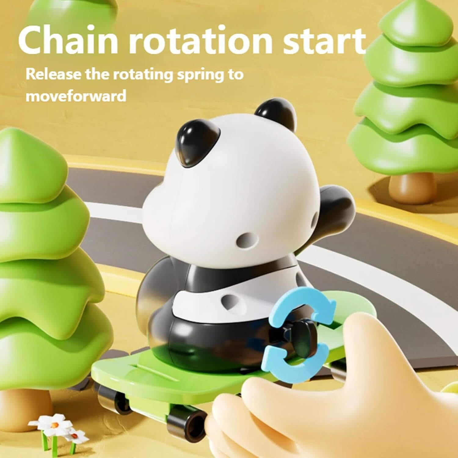 Image of Gomzy Panda Rotating Toy with Spinning Figure Toy for Kids, Panda Shape Toy (Multicolor)