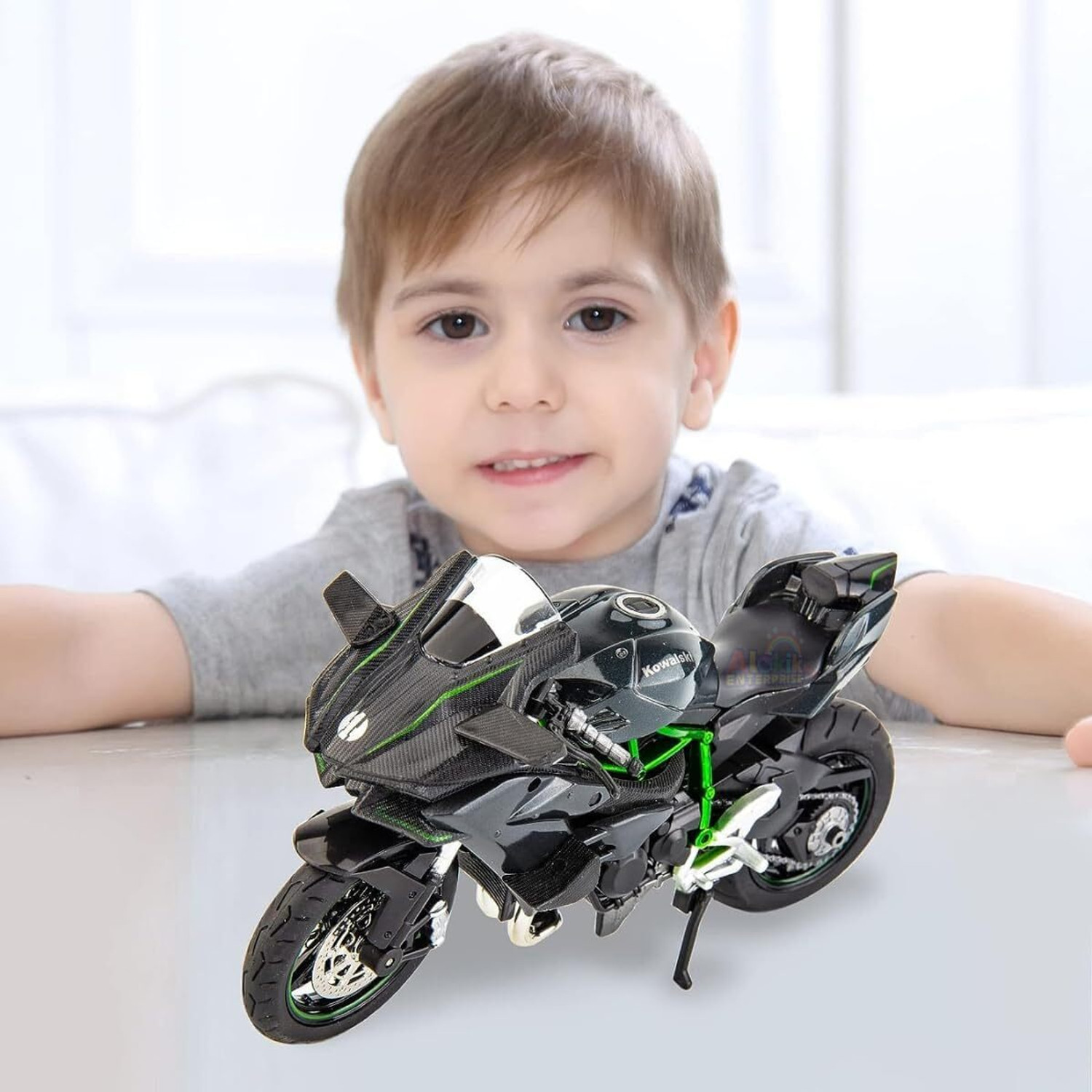 Image of ZHASK Kawasoki Ninja Bike Model, Suspension Free Roller Motorcycle Is For Collection