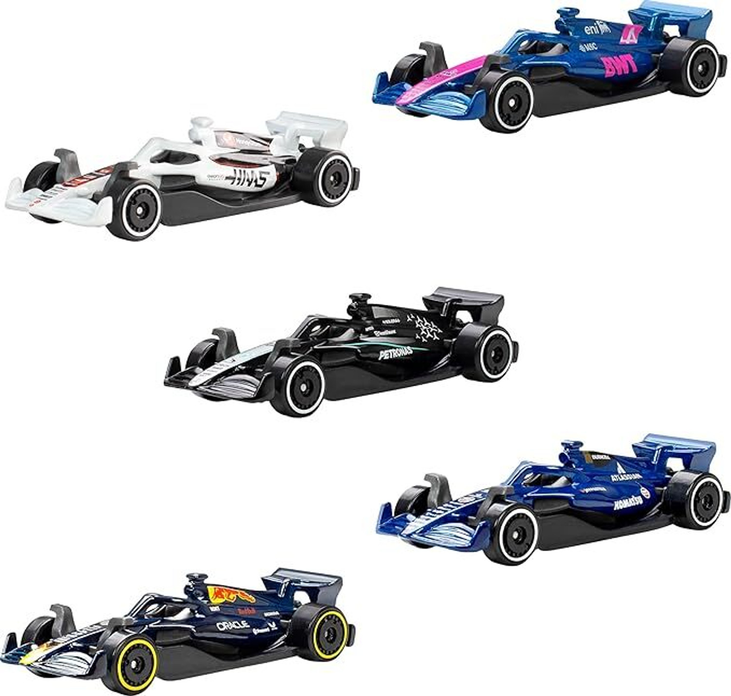 Image of HOT WHEELS Formula 1 5-Pack Set Of 5 Die-Cast Toy F1 Cars in 1:64 Scale