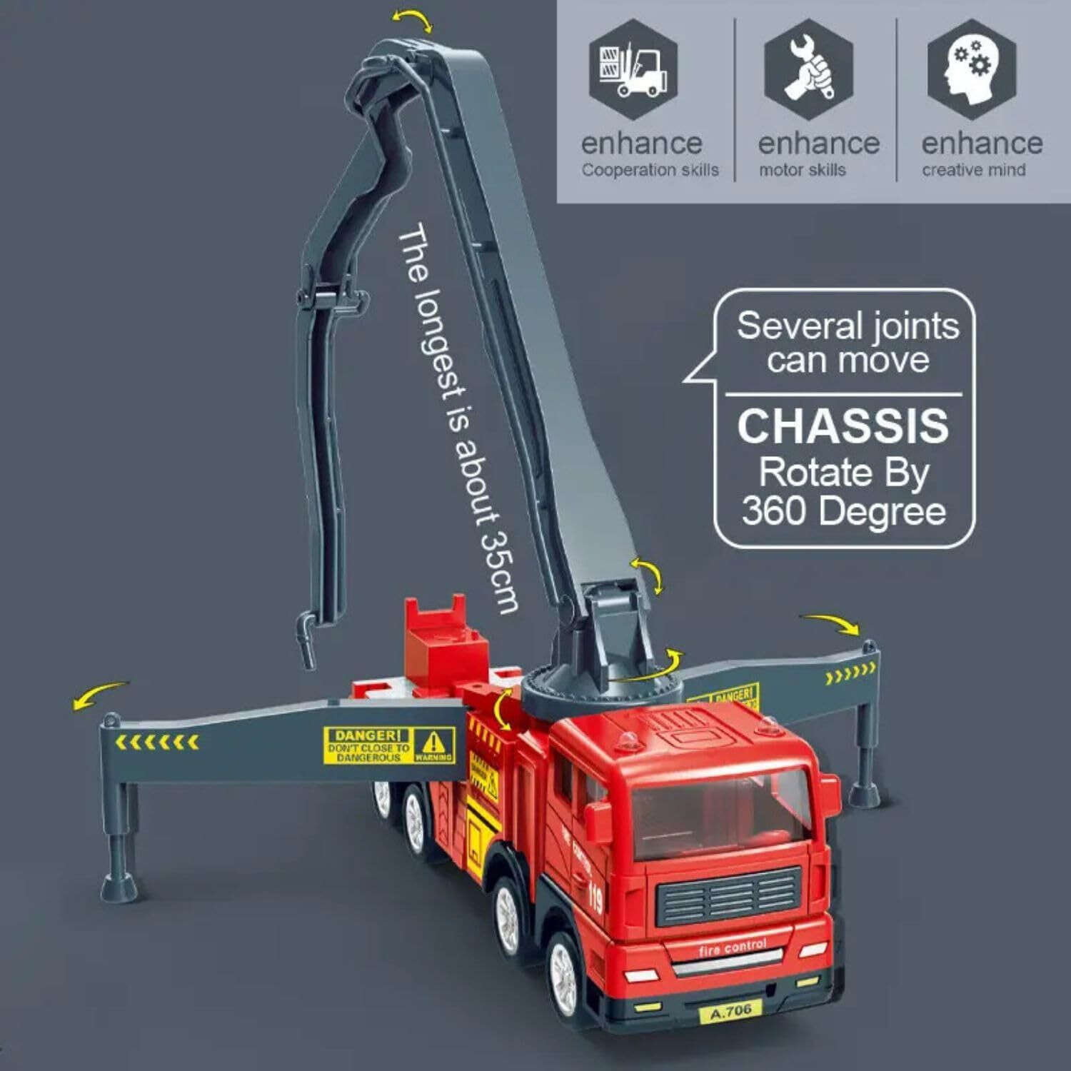 Image of ZHASK 360 Degree Rotate Friction Powered Fire Truck Set Toy for Kids
