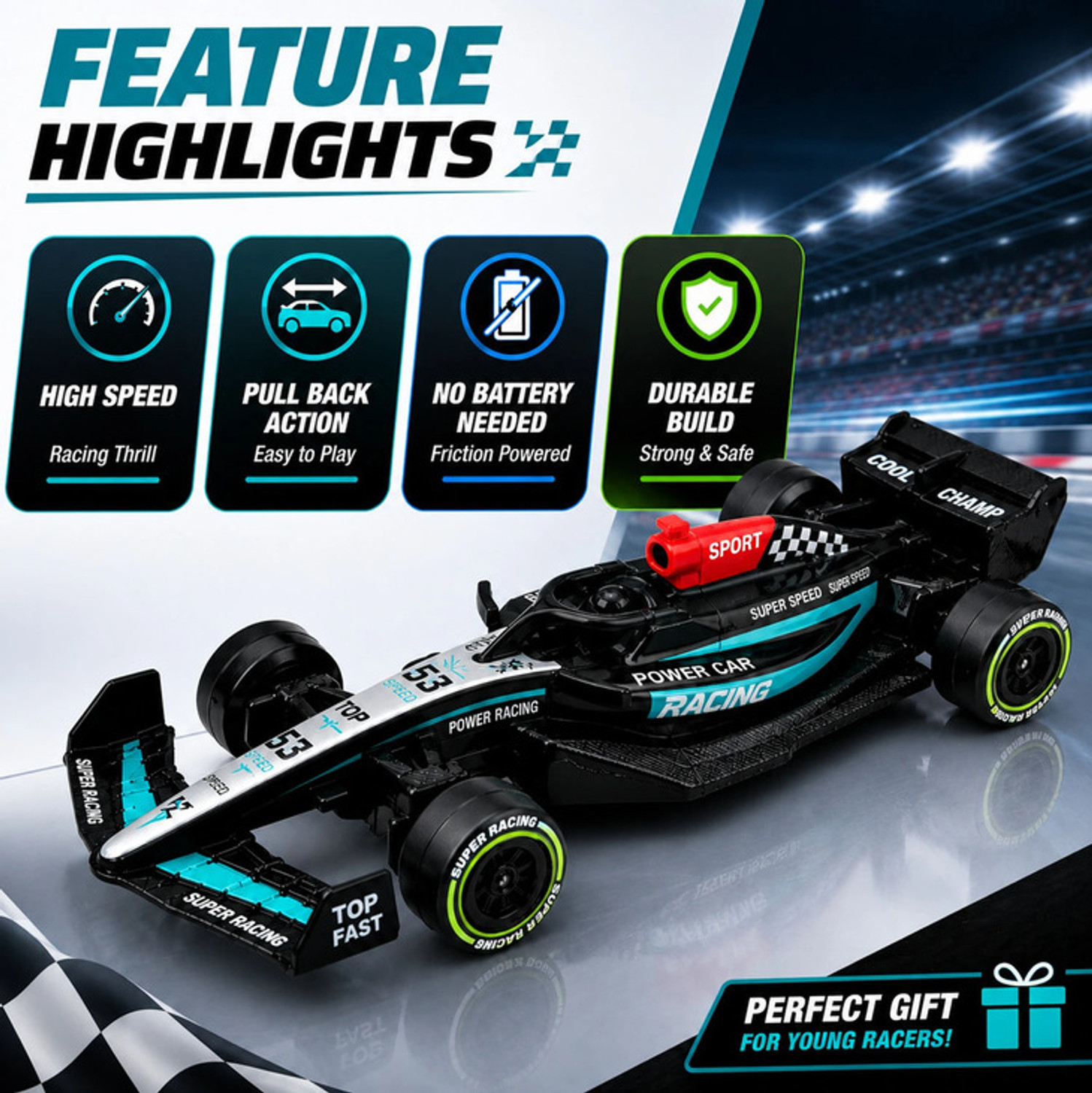 Image of GKNEX Diecast F1 Pull Back Racing Car Toy for Kids and Collectors Gift