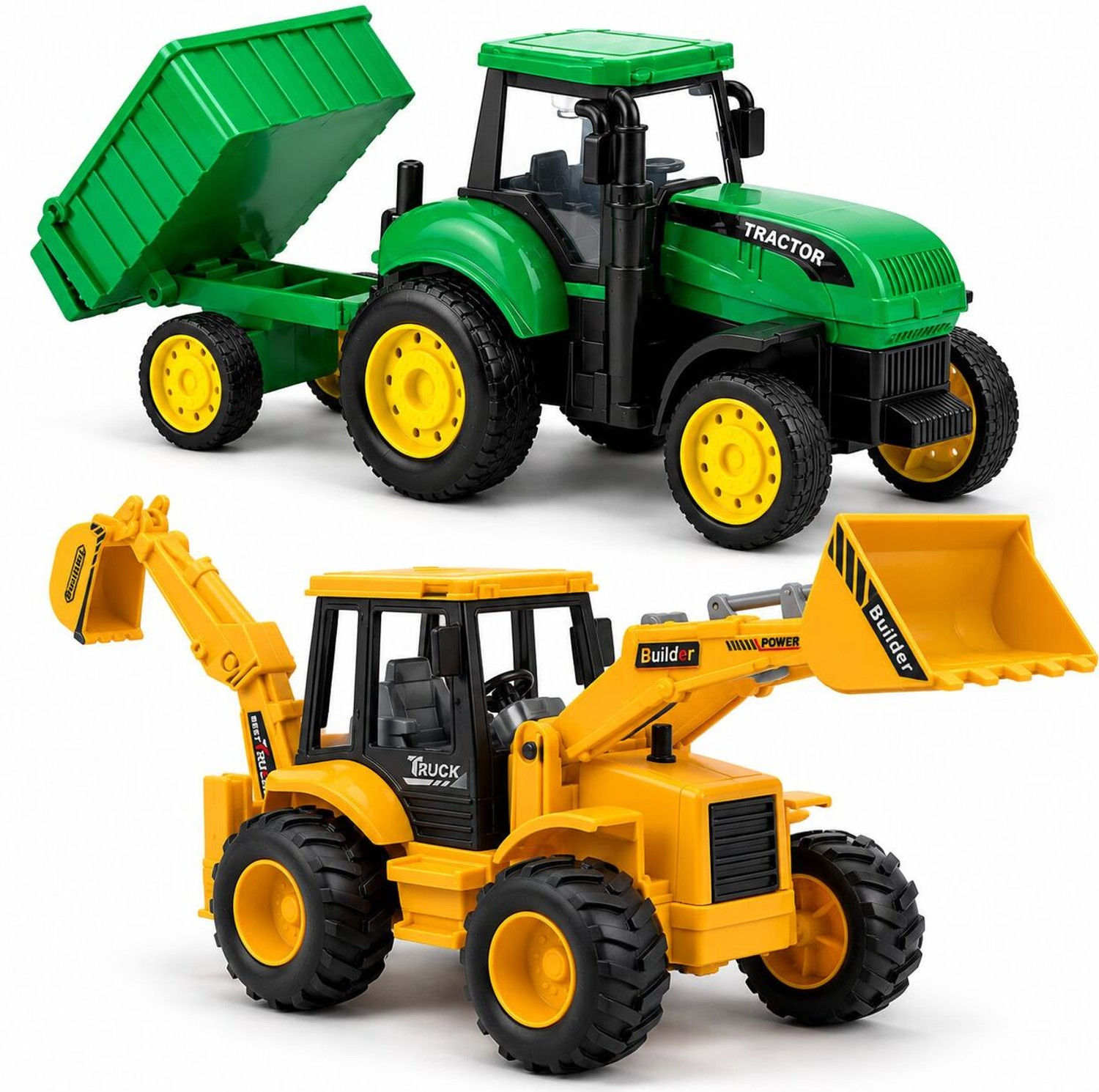 Image of PANDA NEST Tractor Trolley & JCB Toy for Kids |Construction Vehicle Kids Toy Set