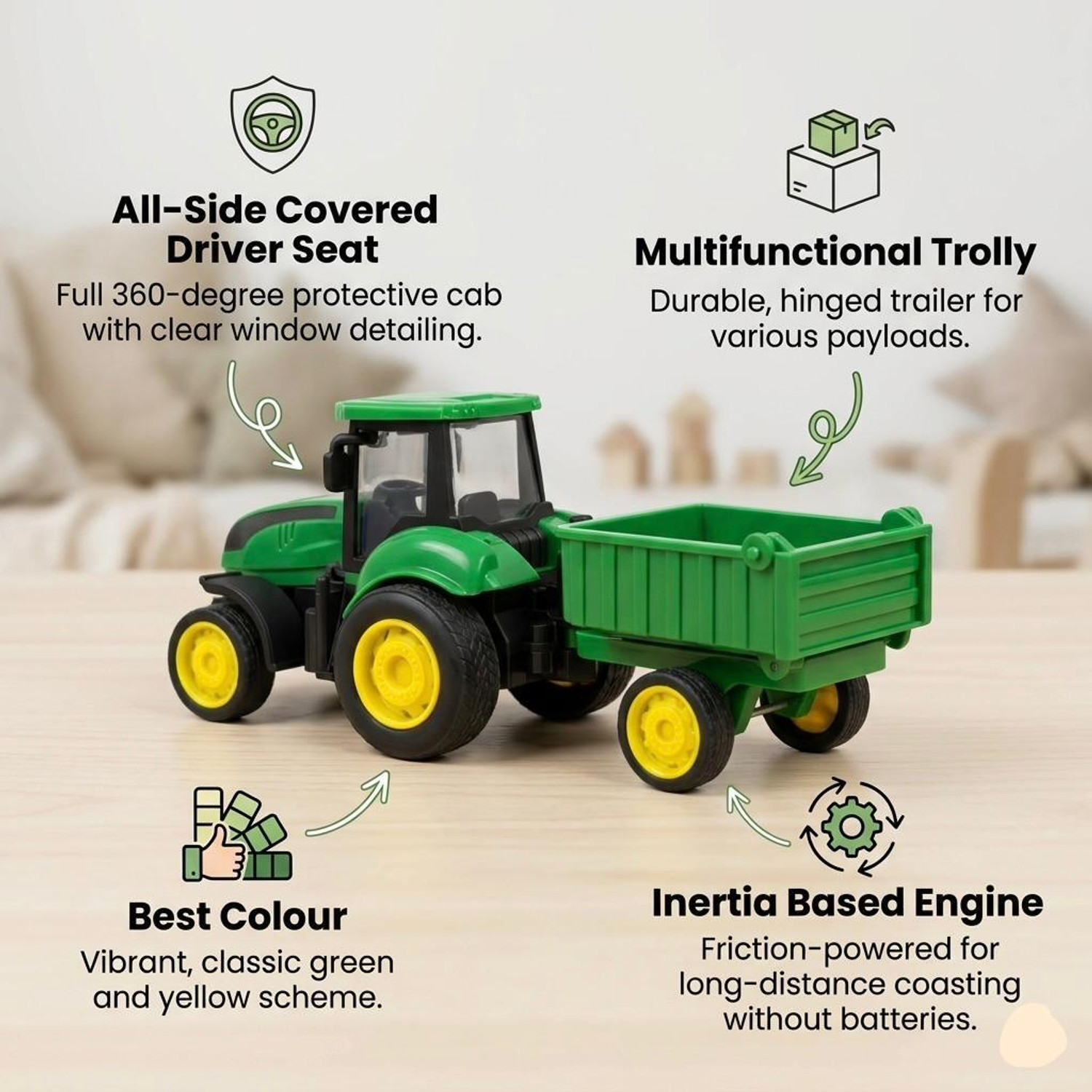 Image of PANDA NEST Tractor Trolley & JCB Toy for Kids |Construction Vehicle Kids Toy Set