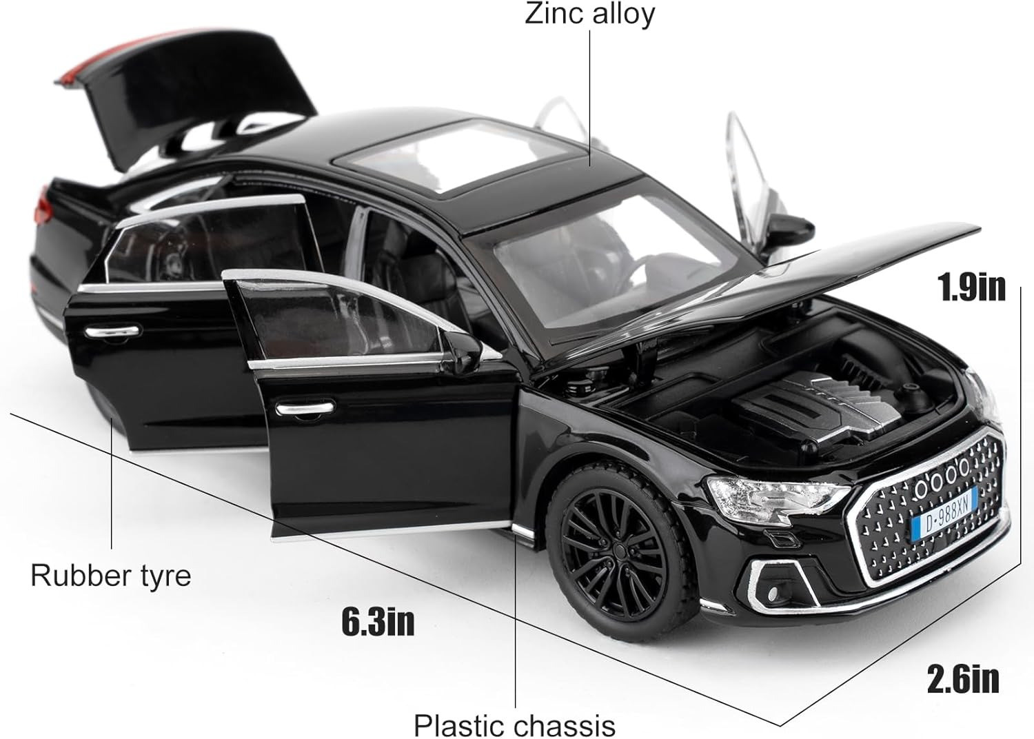 Image of Zuuluzrs 1 /32 audi A8 Model Car Toy Pullback The Car For Move It Forward