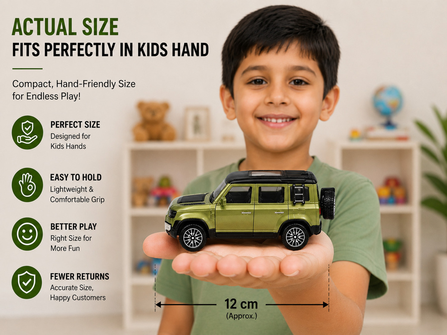 Image of Thriveonix Defender 1:32 Metal Land Rover Car With Openable Door,Light & Sound Car For Kid