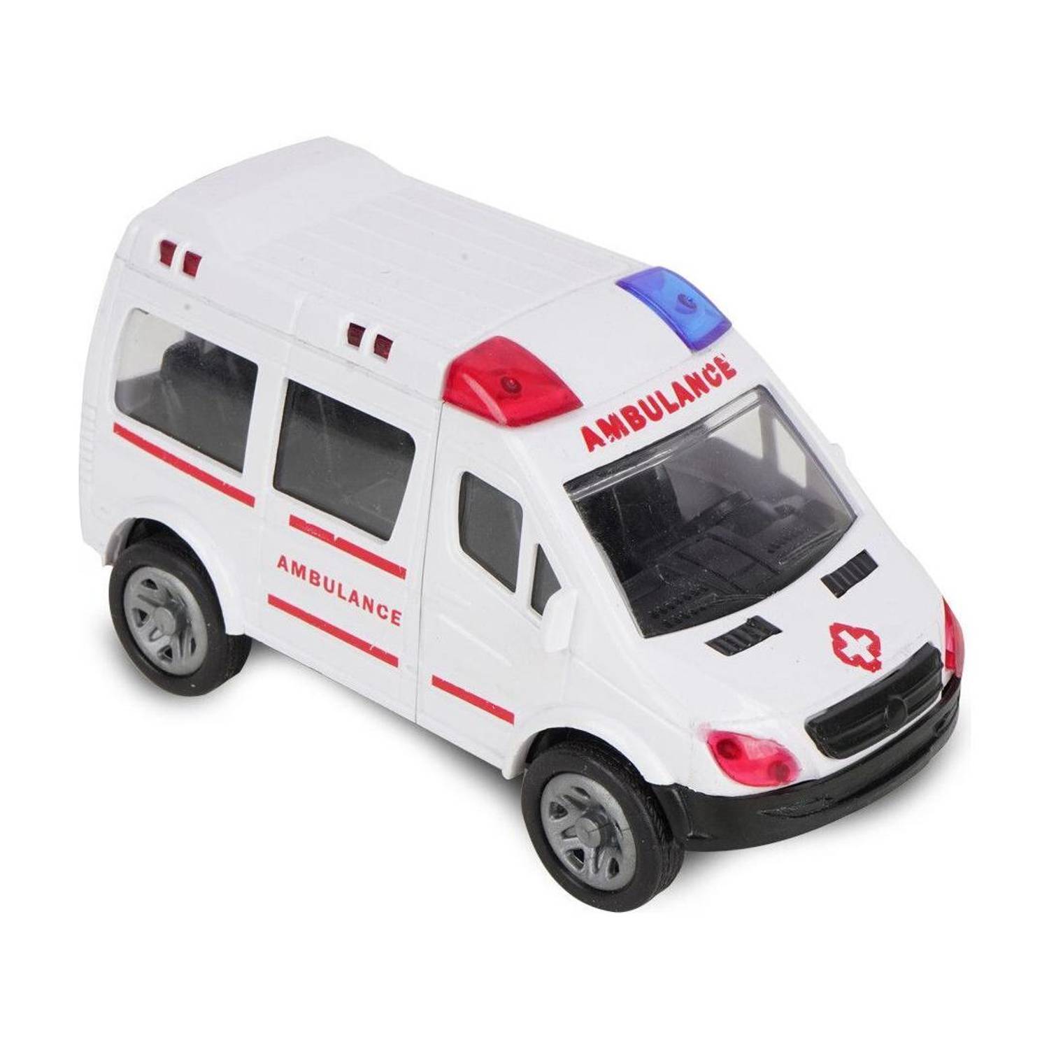 asian Ambulance Emergency Rescue Toy, Pull Back Vehicle Toys for Kids, Push & Go Toy