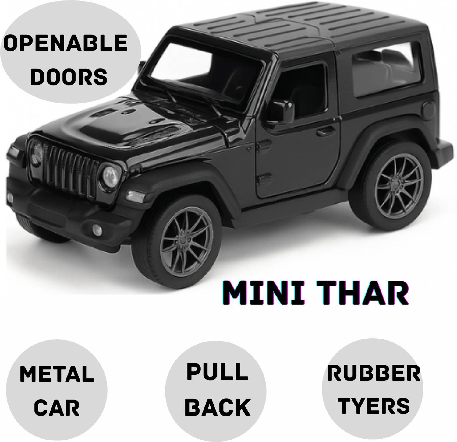bhuvienterprises Present Realistic Mini Thar SUV Die-Cast Metal Toy Car – Openable Doors