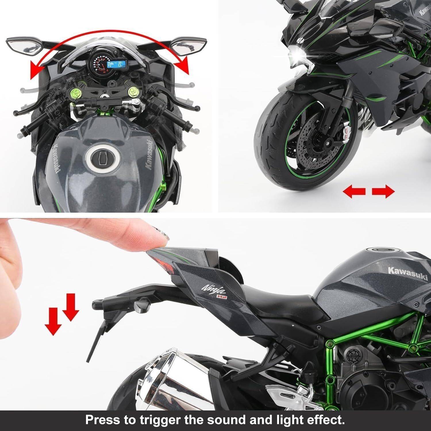 Arizuul 1:10 Kawasaki Ninja H2R Diecast Bike - Image 4