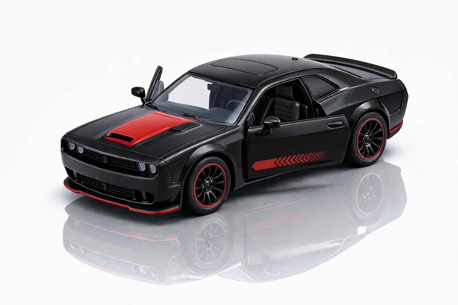Image of PANTROLA 1:64 Dodge Challenger SRT Hellcat Diecast: Metal Body, Opening Doors, Racing Toy