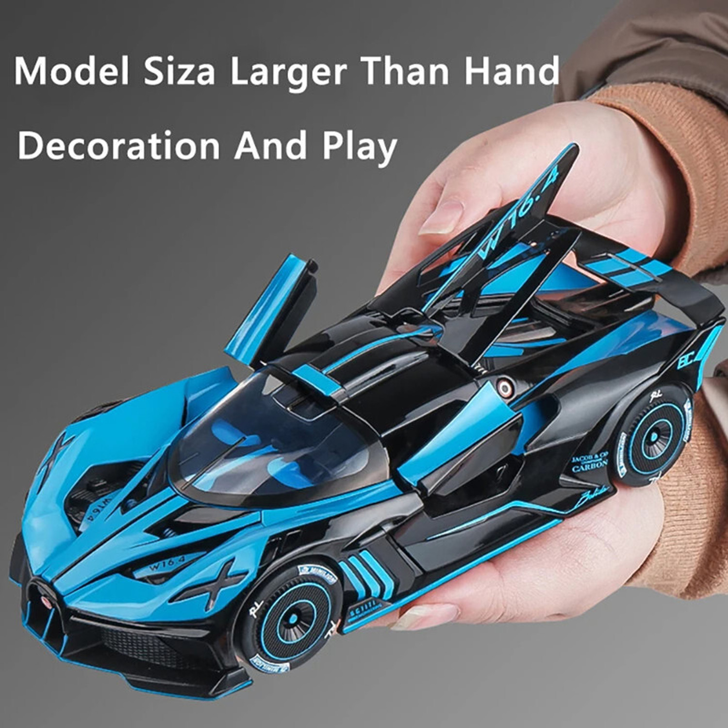 Image of DEUSON ECOM 124 Diecast Car Bugatti Bolide Metal Lights Music Pull Back Car Toy for Kids Boy