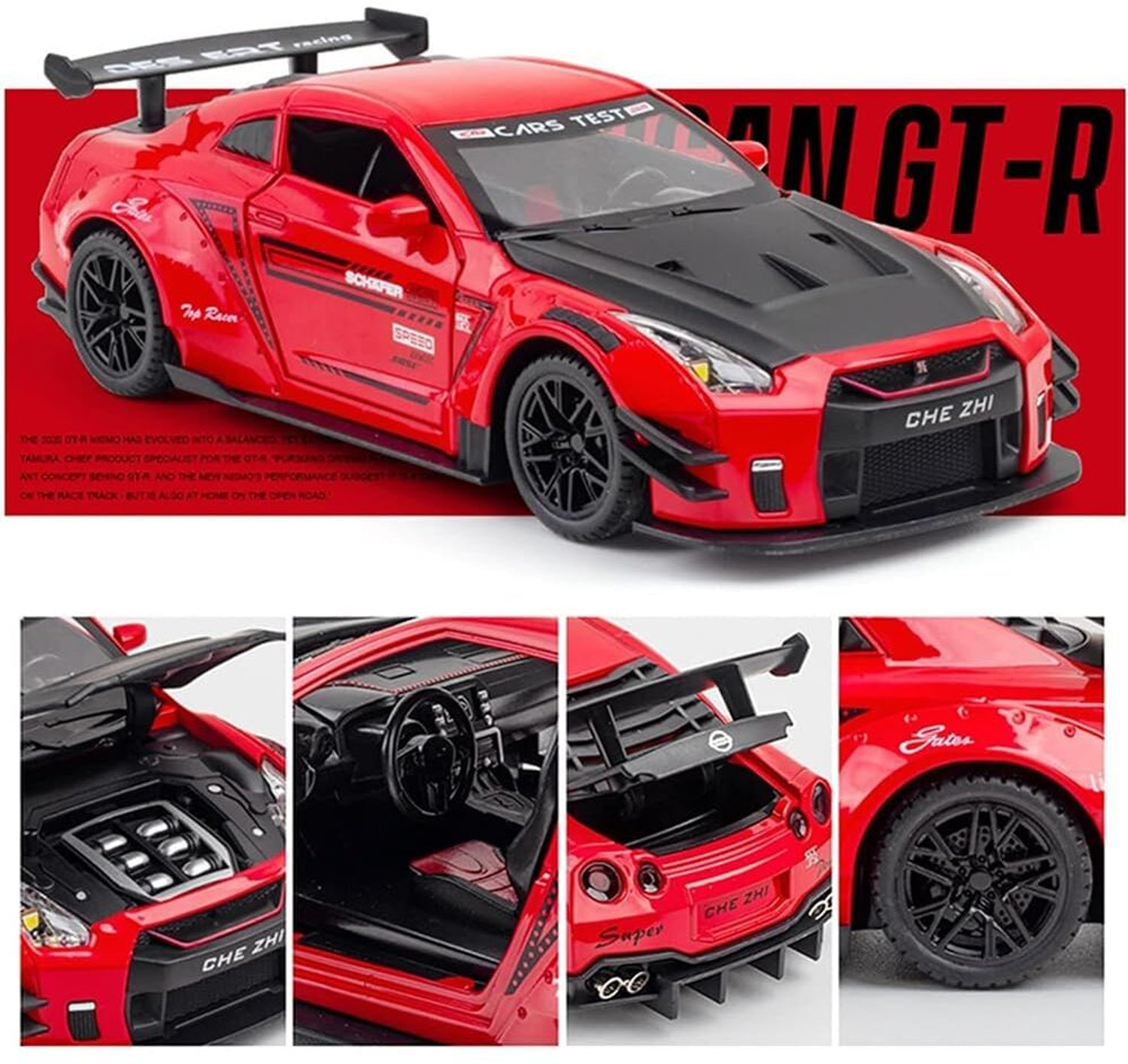 Image of Akvanar 1:32 Nisan GTR Zinc Alloy Pull Back Toy Car Die Cast Light Sound pc 1