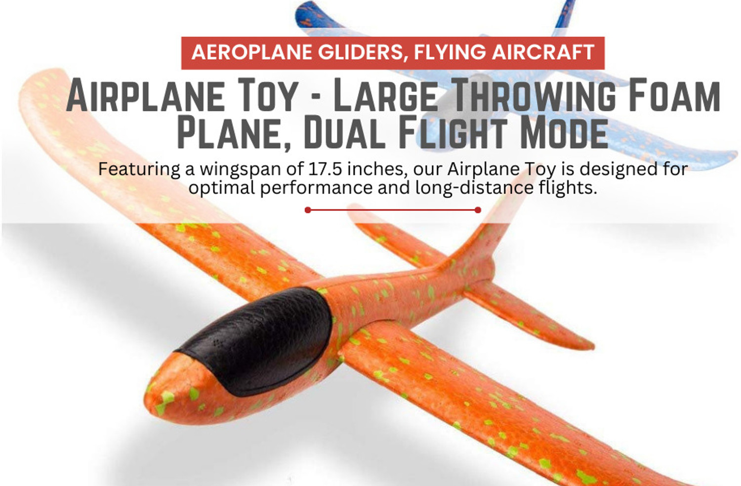 Image of IndusBay 3 Pieces Foam Glider Plane Toy 17.5 inch Throwing Airplane with Dual Flight Mode (Multicolor, Pack of: 3)