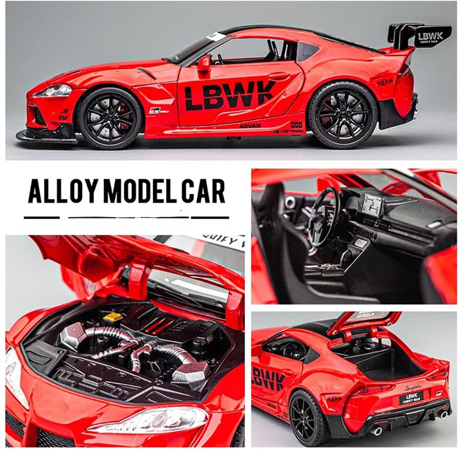 Image of ZHASK 1 /22 Scale Big Toyota Supra GR LBWK Model Car [COLOR AS PER STOCK]
