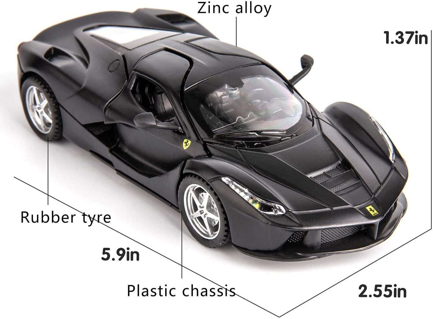 Image of CountryLink 1 /32 Ferrari Race and LaFerrari Toy Car Pull Back Alloy With Openable Doors