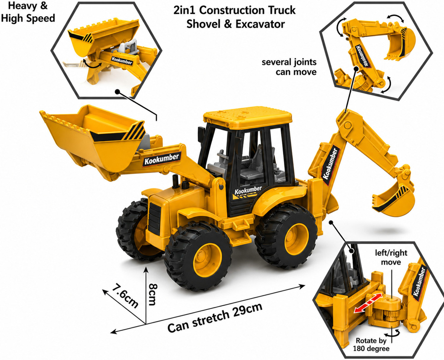 Image of Stonepeak Mini JCB Toy Truck for Boys