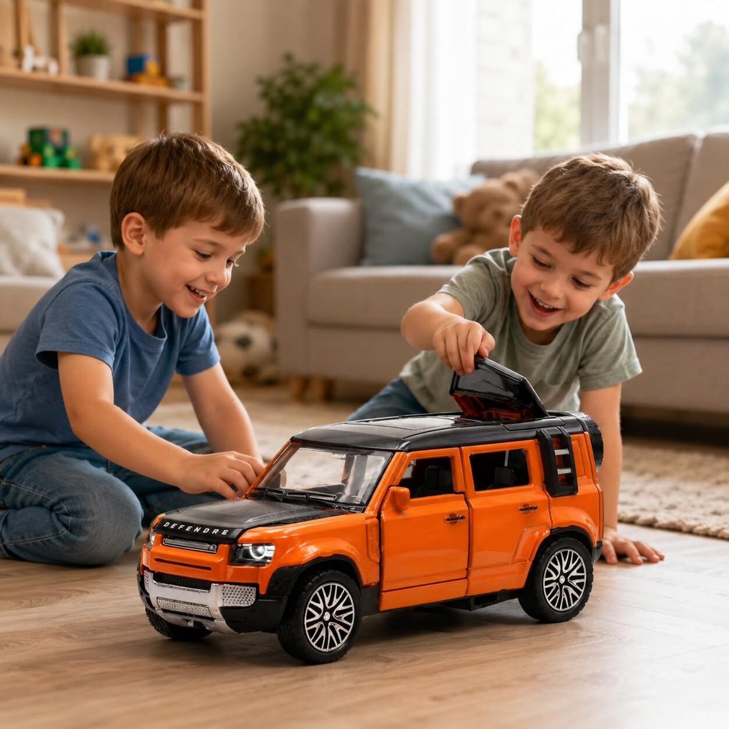 Image of KHASALA BROTHERS Diecast Defenderr Metal Body Openable Doors Bonnet Boot Pull Back Action Kids