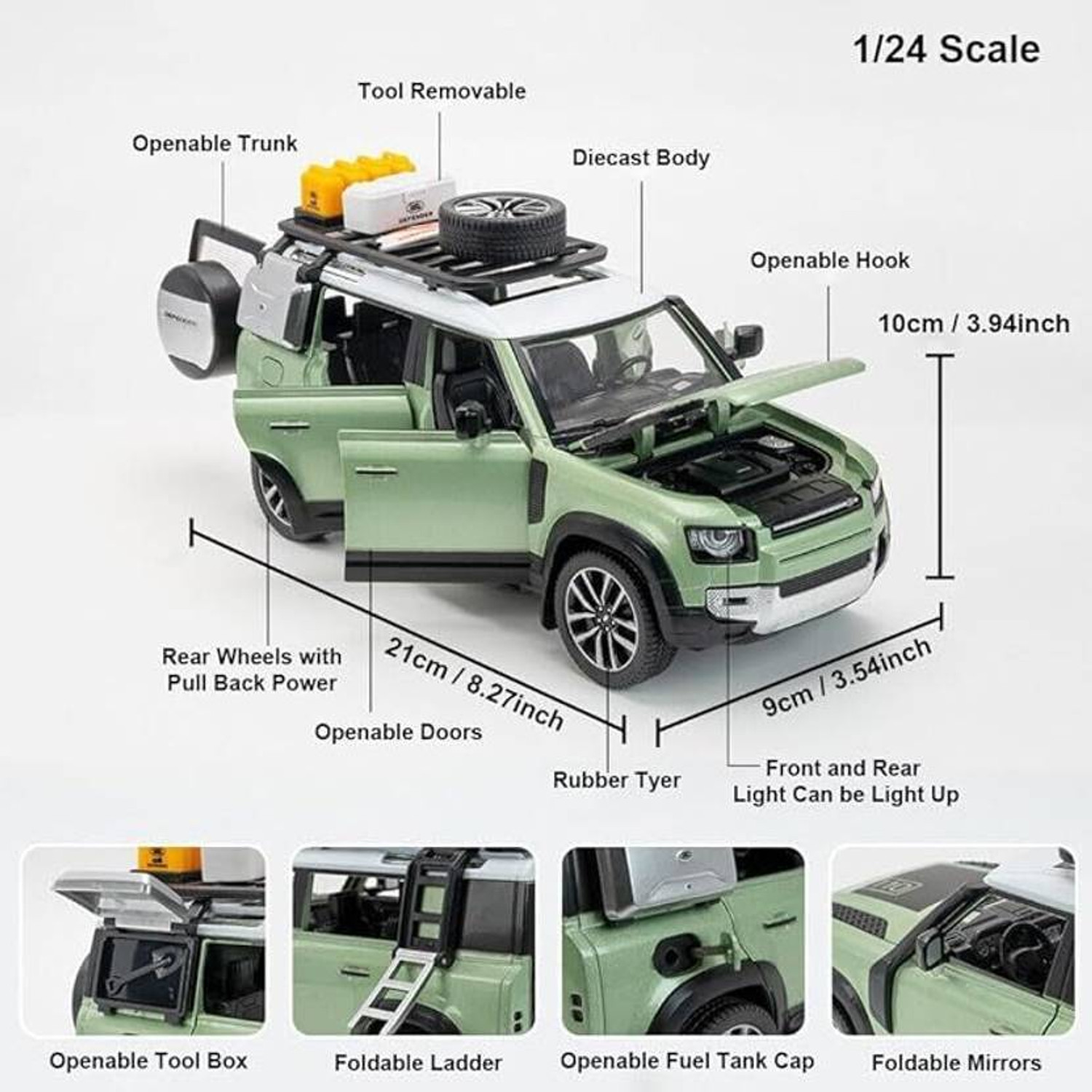 Image of Just craft 1 /24 Land Rover Defender Alloy Diecast Metal Toy ,Off-Road Vehicles Model Toy