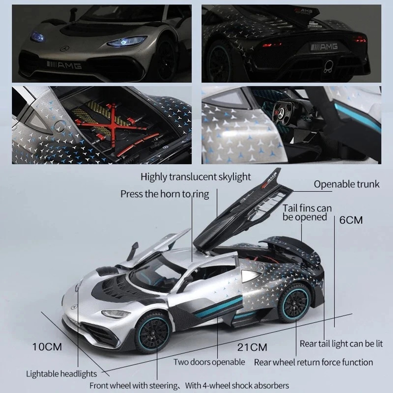 Image of Just craft 1:24 Benz AMG ONE Sports Car Sound and Light Pull Back Car Children's Toy