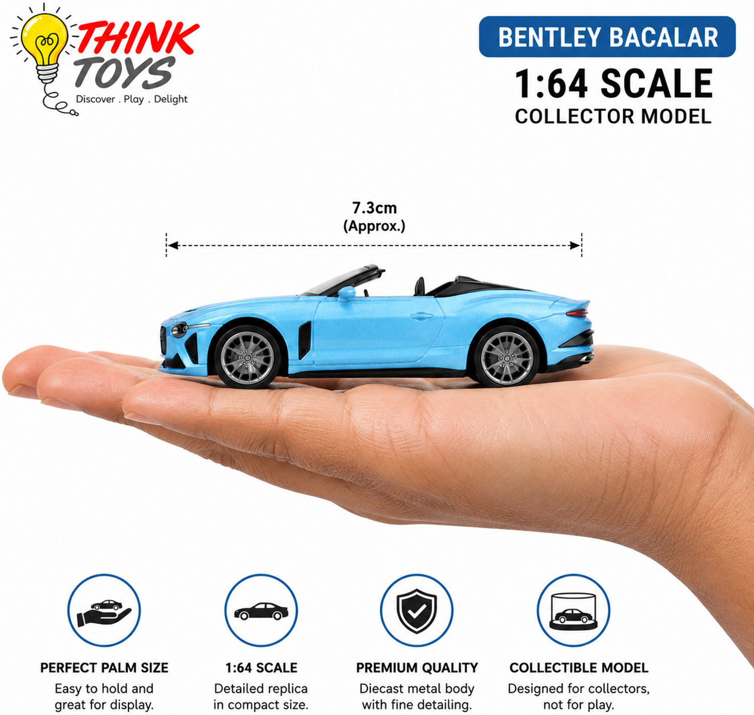 Image of Think Toys ThinkToys 1:64 Scale Diecast Car Collectible Model Bentley Bacalar