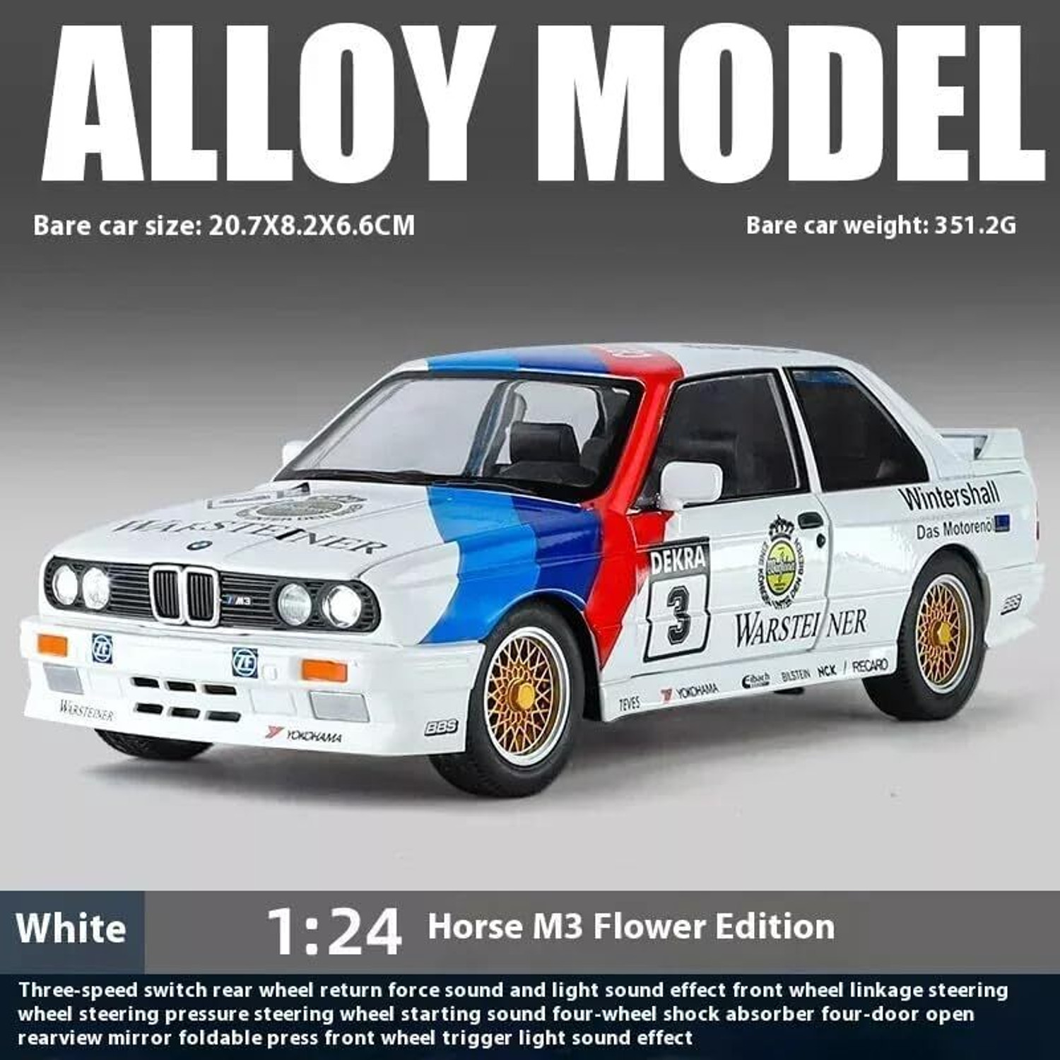Image of AHBHT 1:24 Metal Diecast Model Car with Opening Doors & Pull Back Action