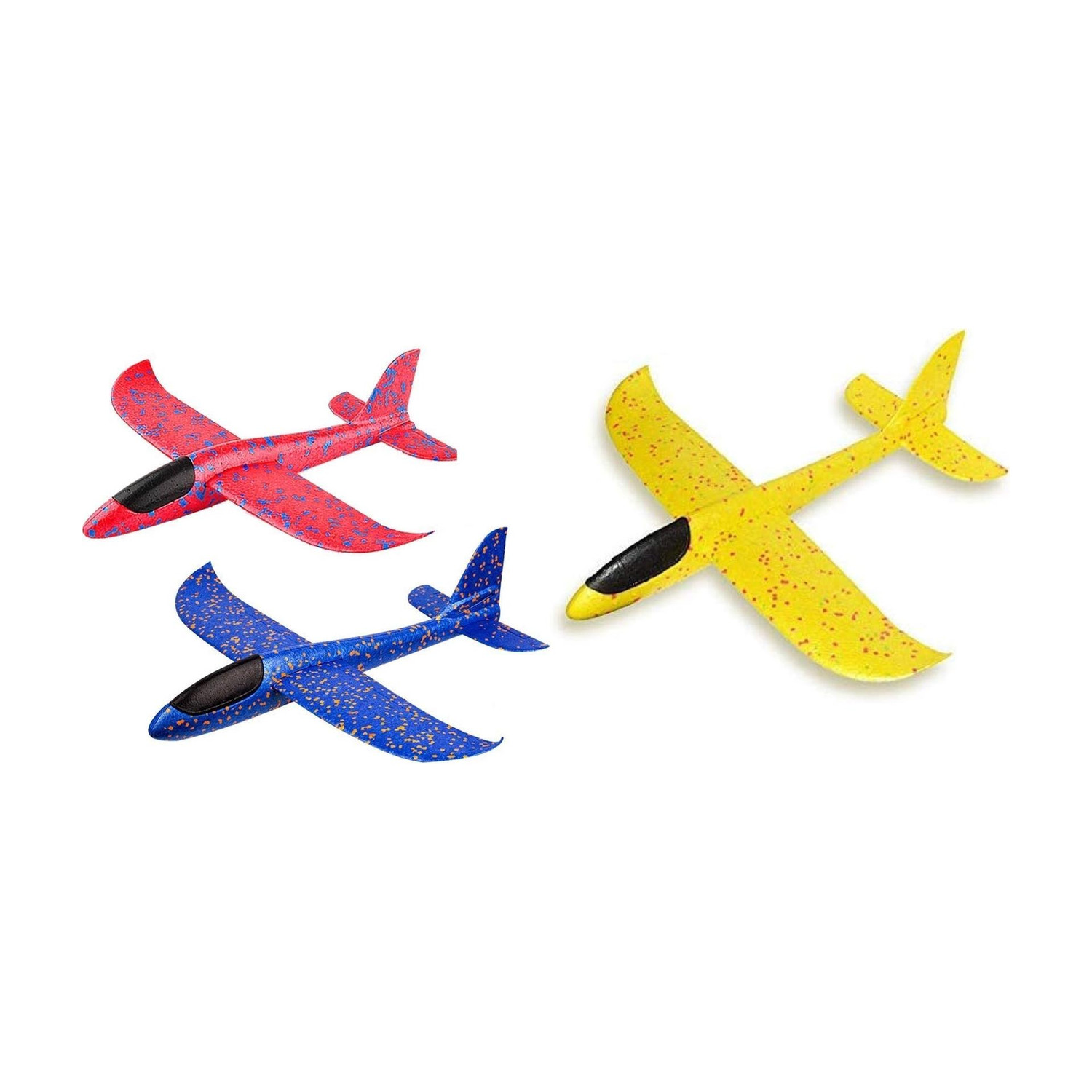 Image of IndusBay 3 Pieces Foam Glider Plane Toy 17.5 inch Throwing Airplane with Dual Flight Mode (Multicolor, Pack of: 3)