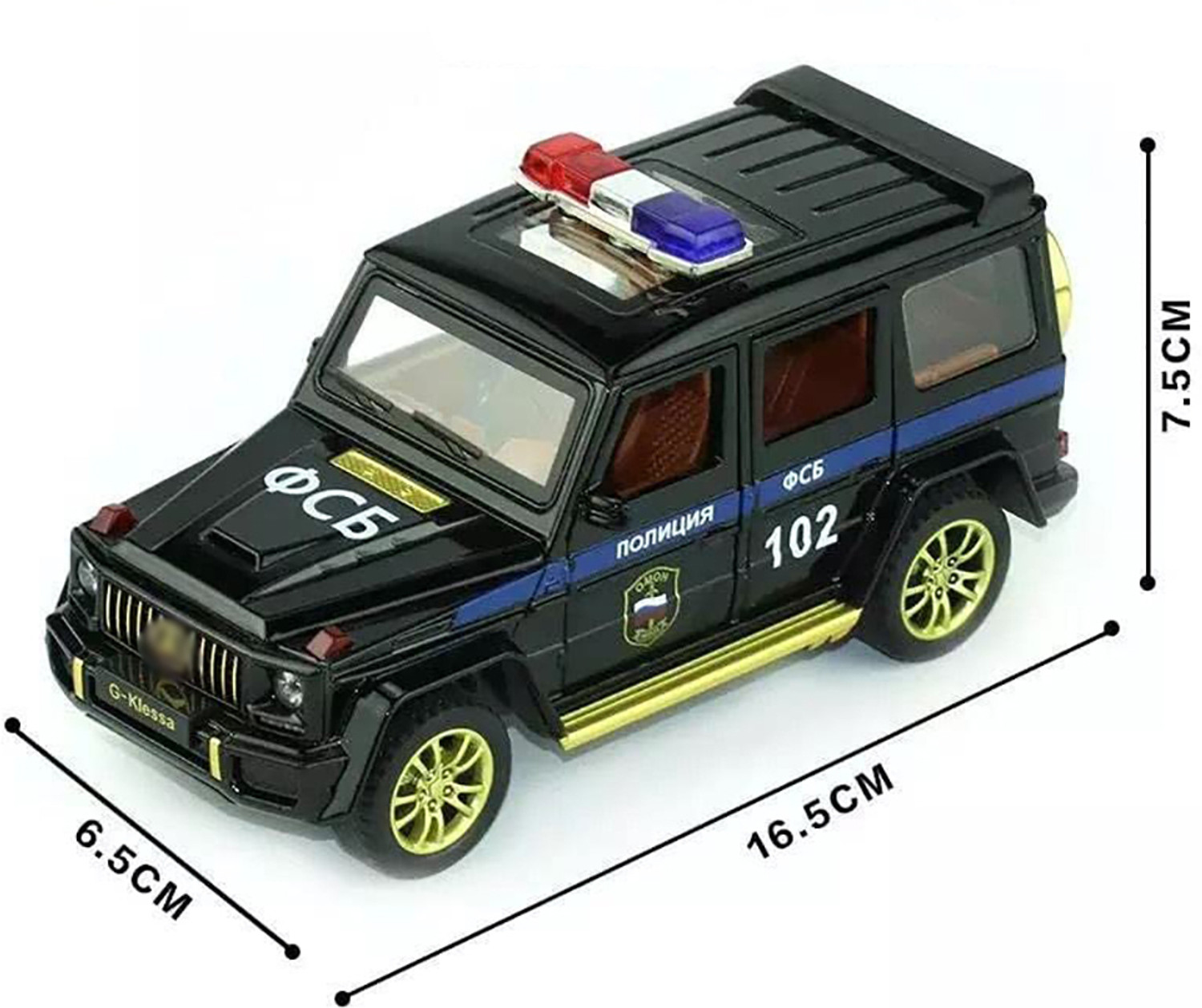 Image of UKAXA 132 Diecast Model Car Police Toy Car for Kids G Wagon Metal Light Sound Pullback