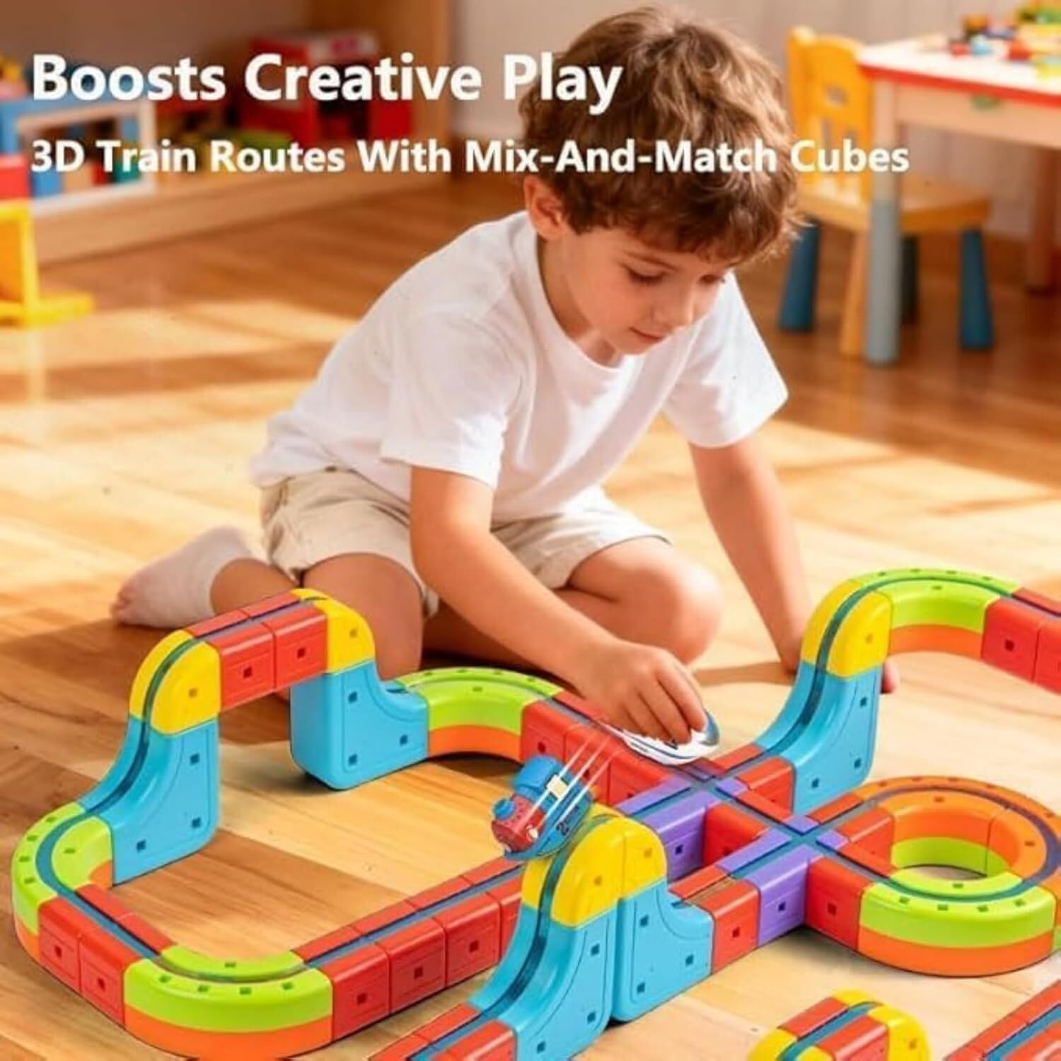 Image of Gomzy Electric Train Track Set for Kids 3D Magic Flexible Race Track, Train Blocks