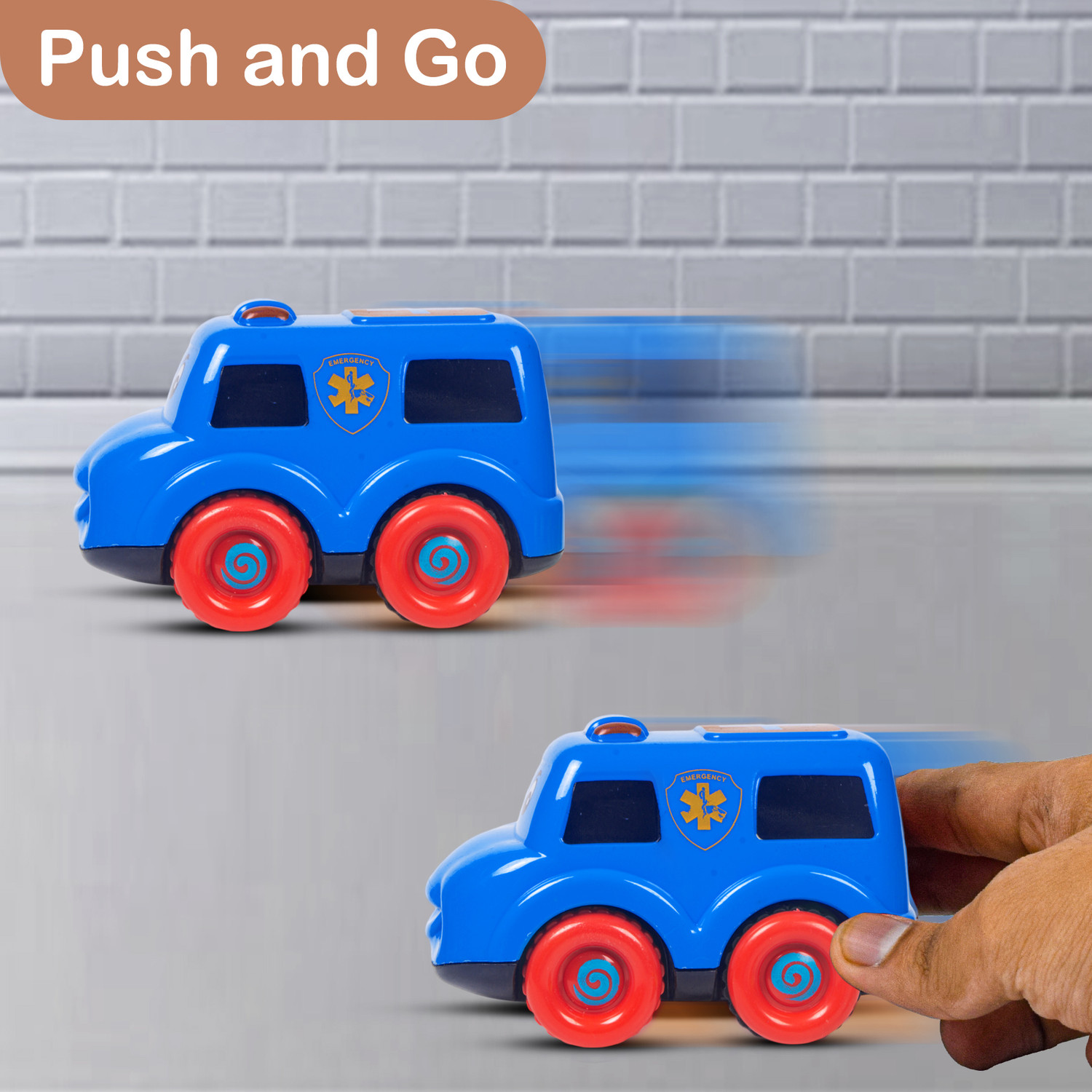 Image of WISHKEY Friction Powered Cute Cartoon Design Push and Go Non-Toxic ABS Plastic Toy Truck