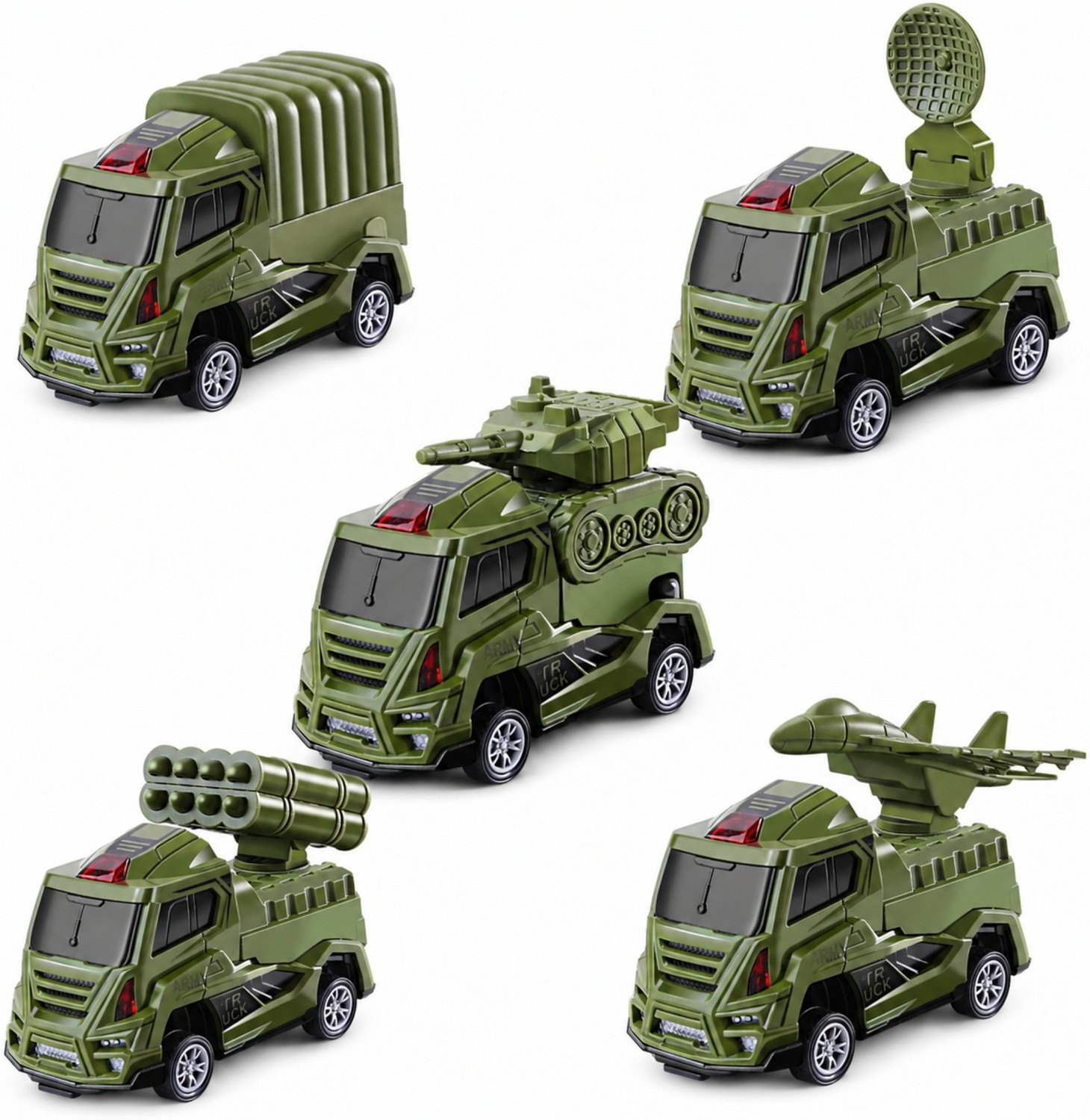 Image of RAD CARTEL Army Fighter Truck Toy Set 5 Pcs Military Vehicle Toys for Kids