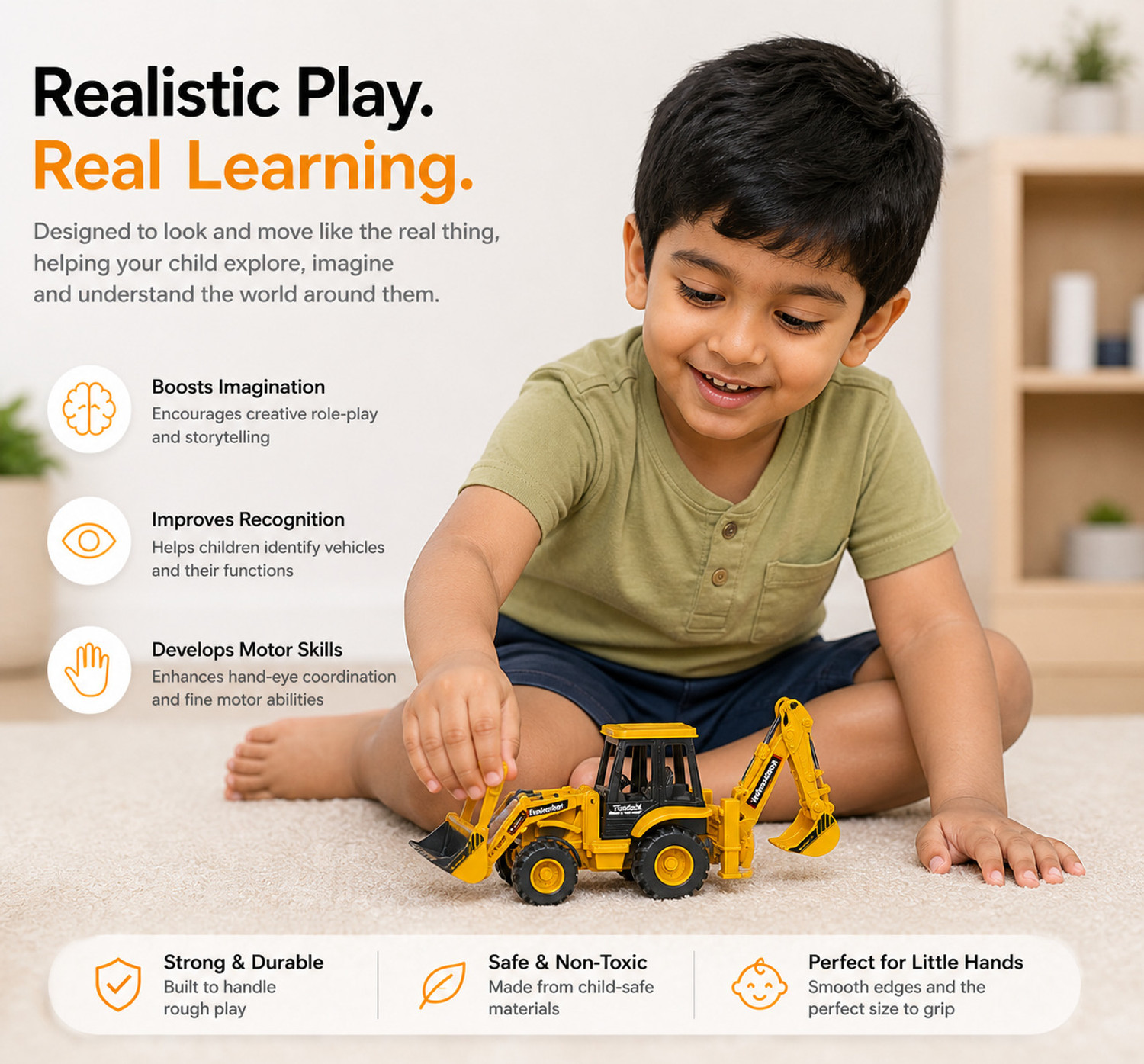 Image of Stonepeak Mini JCB Toy Truck for Boys