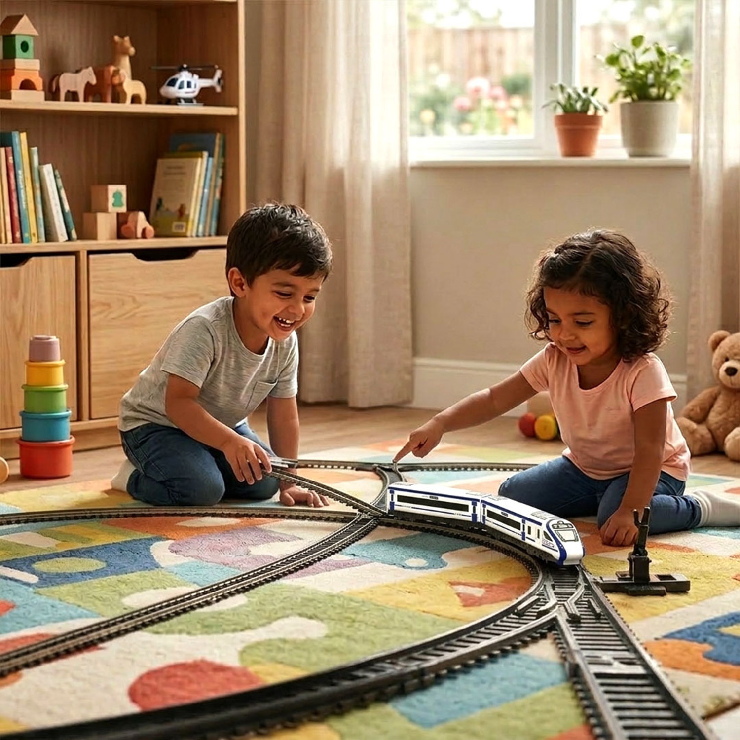 Image of Toyterra Vande Bharat Blue Train Set 23 Pcs for Kids 3+ Years