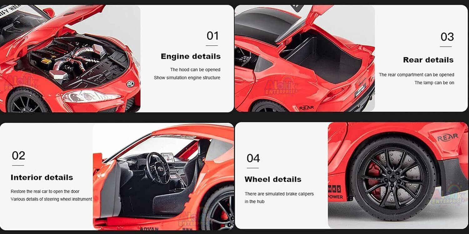 Image of ZHASK 1 /22 Scale Big Toyota Supra GR LBWK Model Car [COLOR AS PER STOCK]