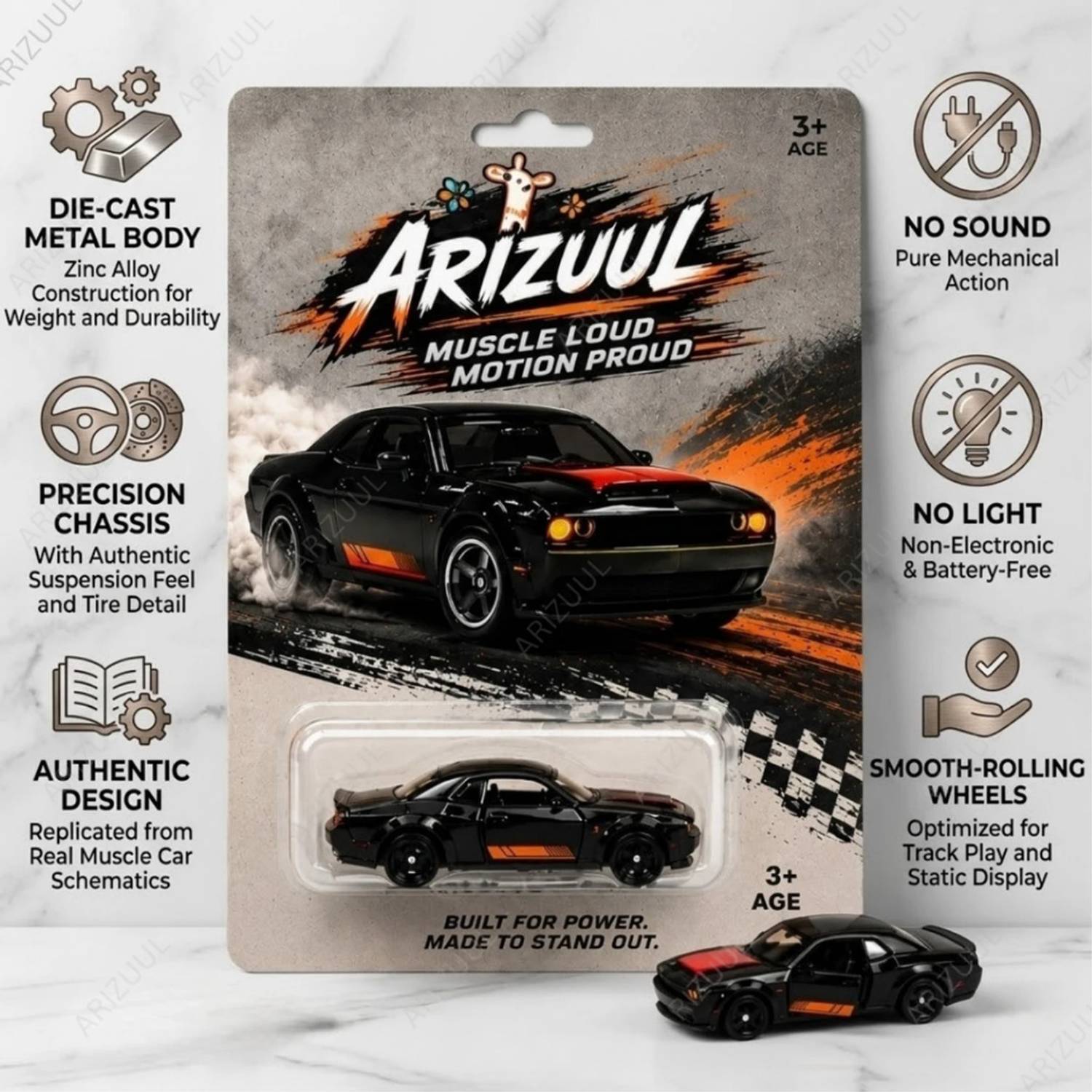 Arizuul 1:64 Dodge Challenger SRT Hellcat Diecast Car - Image 4