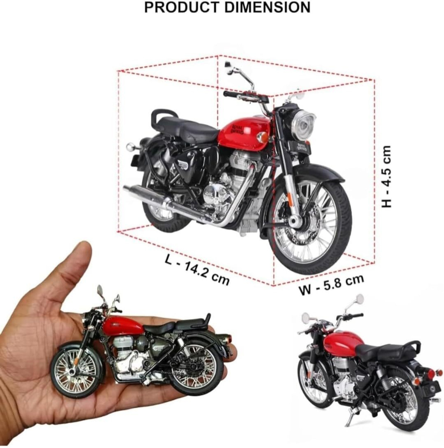 Image of BEE BLISS 1 /15 Scale Model Bullet Bike Toy Classic 350 Royal Enfield Bullet Bike Toy