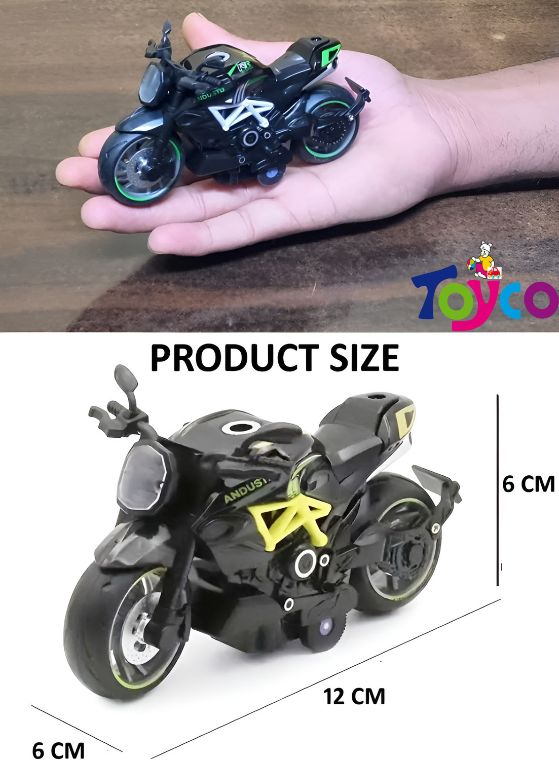 Image of Toyco 1:14 Scale Pull Back Diecast Alloy Classic Motorcycle Toy Bike Simulation Model