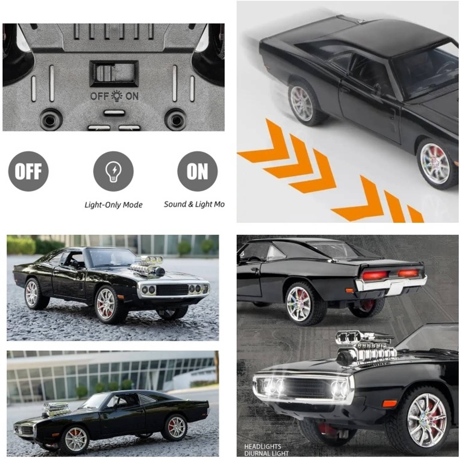 PEZYOX 1:24 Big Fast and Furious CAR Dodge Charger Diecast Model