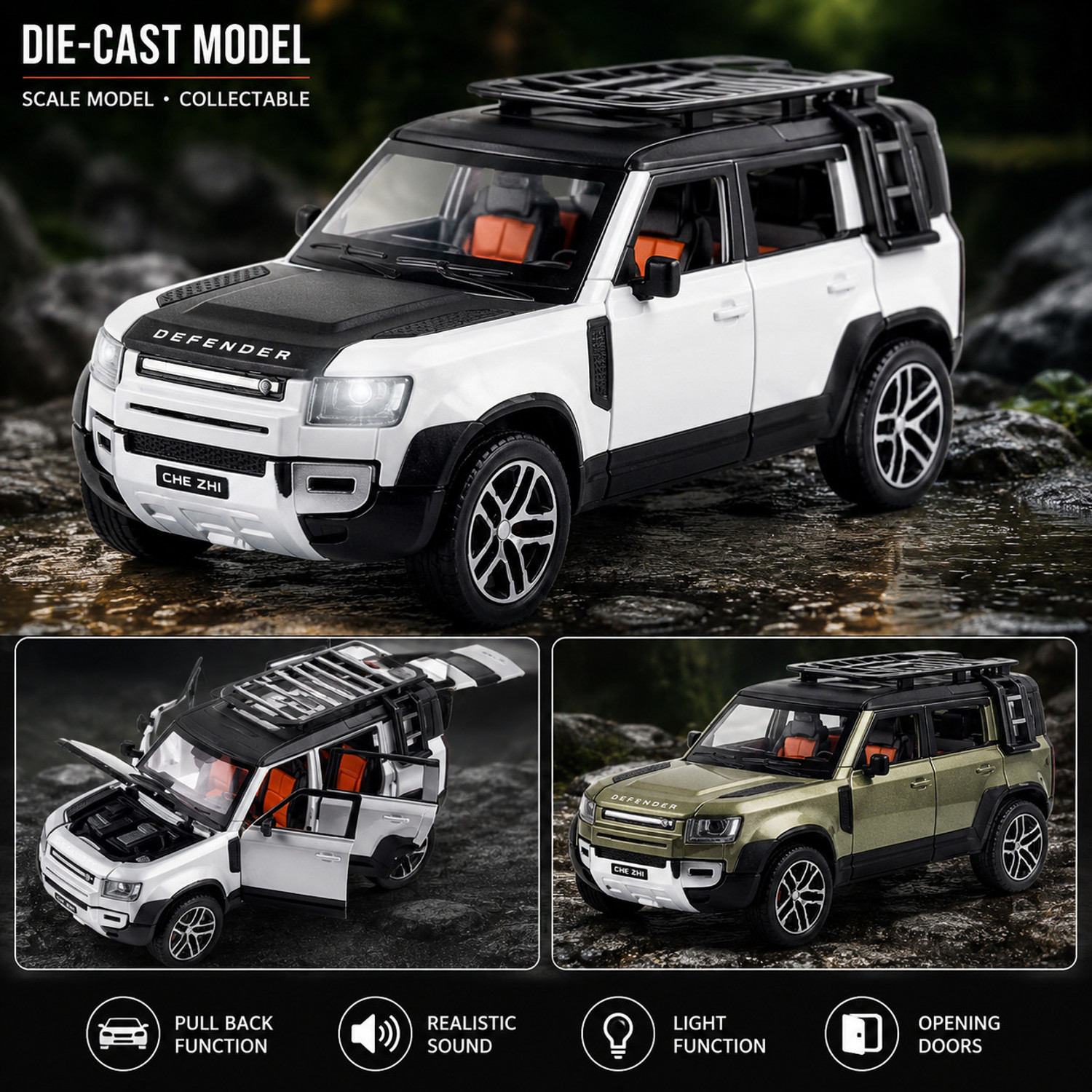 Image of paridhi enterprises Luxury Defender 1:32 Die-Cast Metal Toy Car with Openable Door (MULTICOLOR)