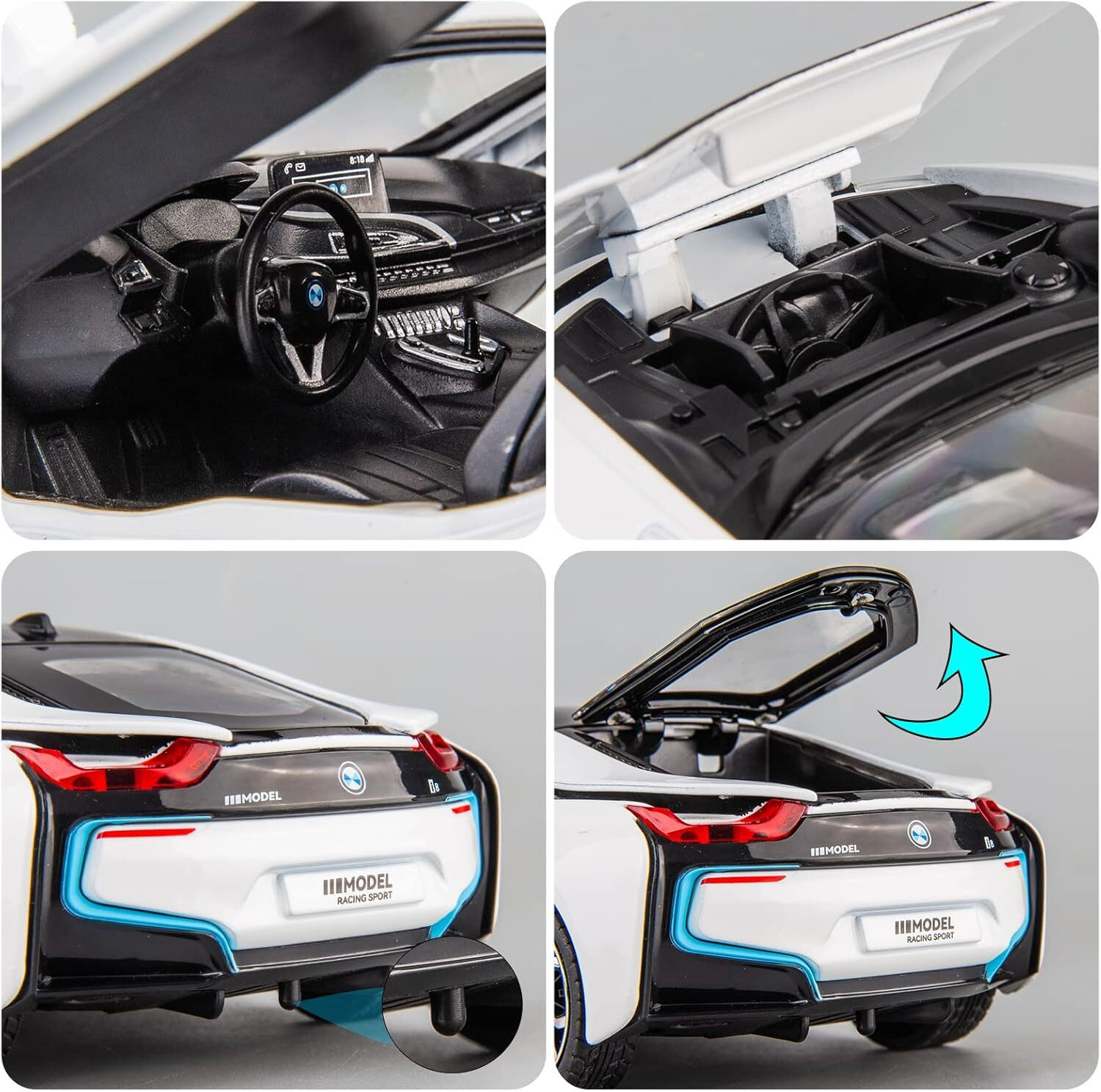 Image of ARNIYAVALA 1 /24 scale for BMW I8 Model Car, Zinc Alloy Pull Back Toy car for kids